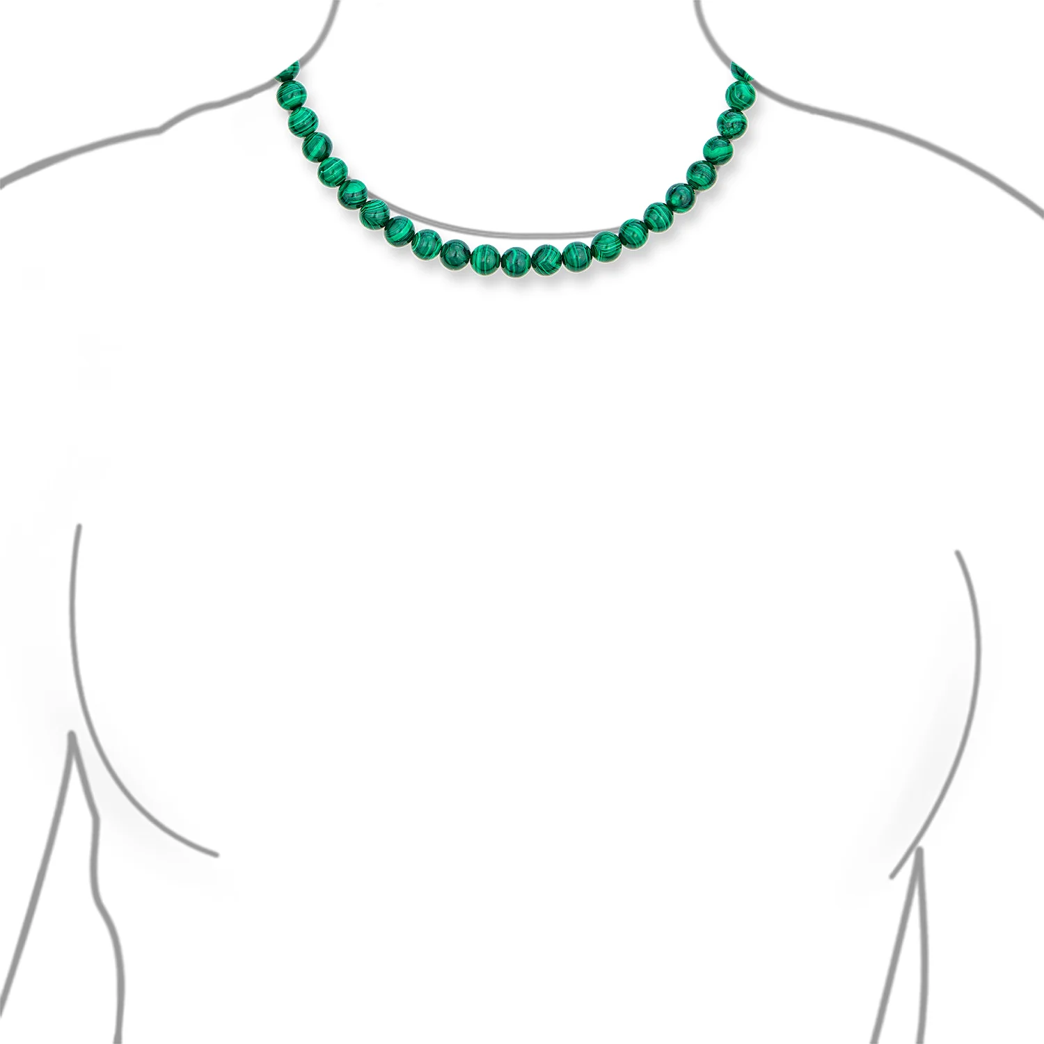 Semi-Precious Created Malachite Stone 10MM Bead Strand Collar Necklace 16 Inch - Image 5