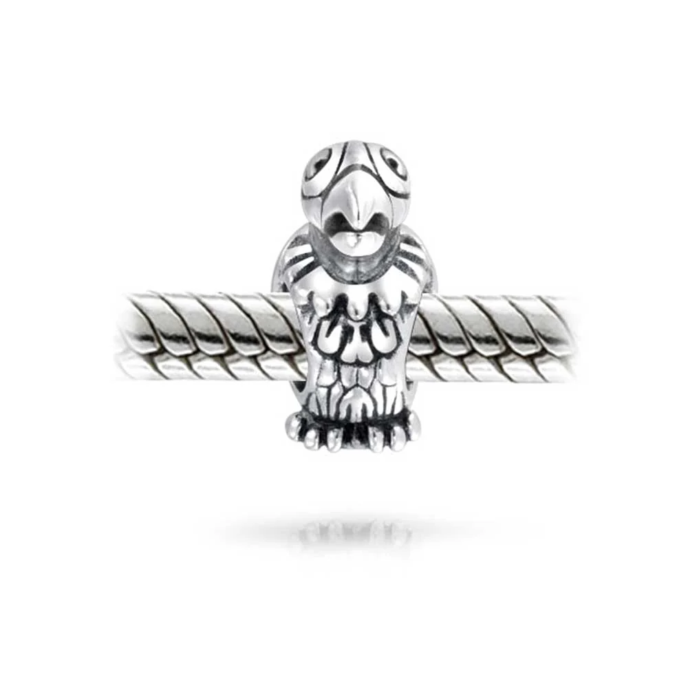 Polly Tropical Parrot Charm Bead Oxidized Sterling Silver for European Bracelets - Image 2