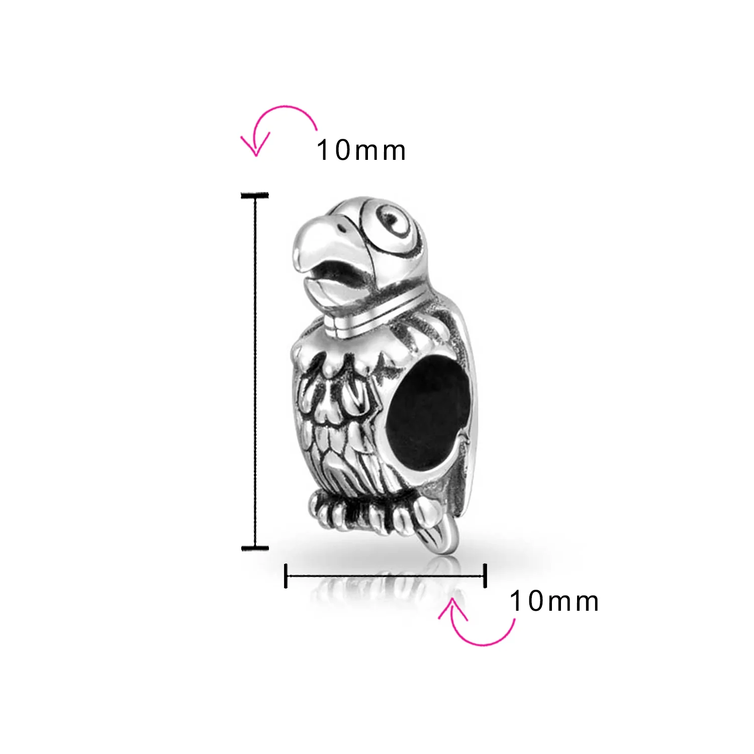 Polly Tropical Parrot Charm Bead Oxidized Sterling Silver for European Bracelets - Image 3