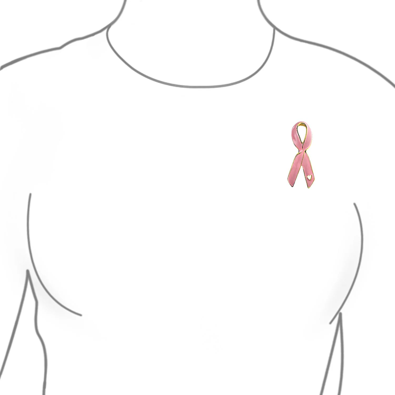 Prevention Pink Ribbon Breast Cancer Survivor Brooche Pin Gold Heart Accessory - Image 3