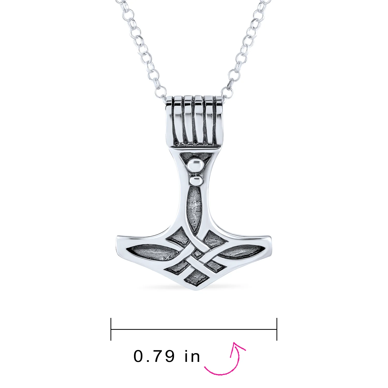 Celtic Symbol of Strength Norse Thors Hammer Pendant Necklace Oxidized .925 Sterling Silver - Image 5