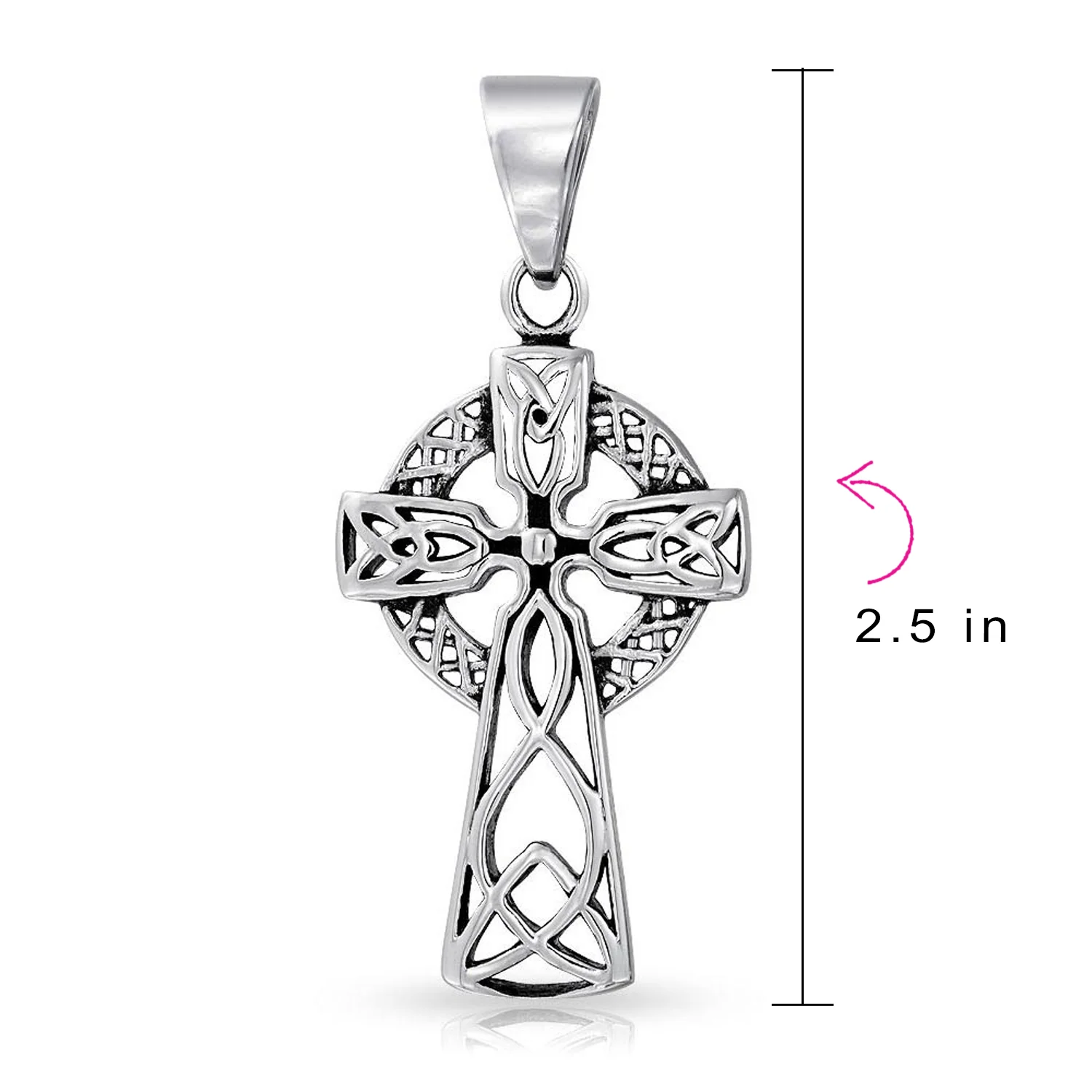 Protection Amulet Celtic Cross Pendant Necklace Oxidized Silver 20 Inch Chain - Image 3