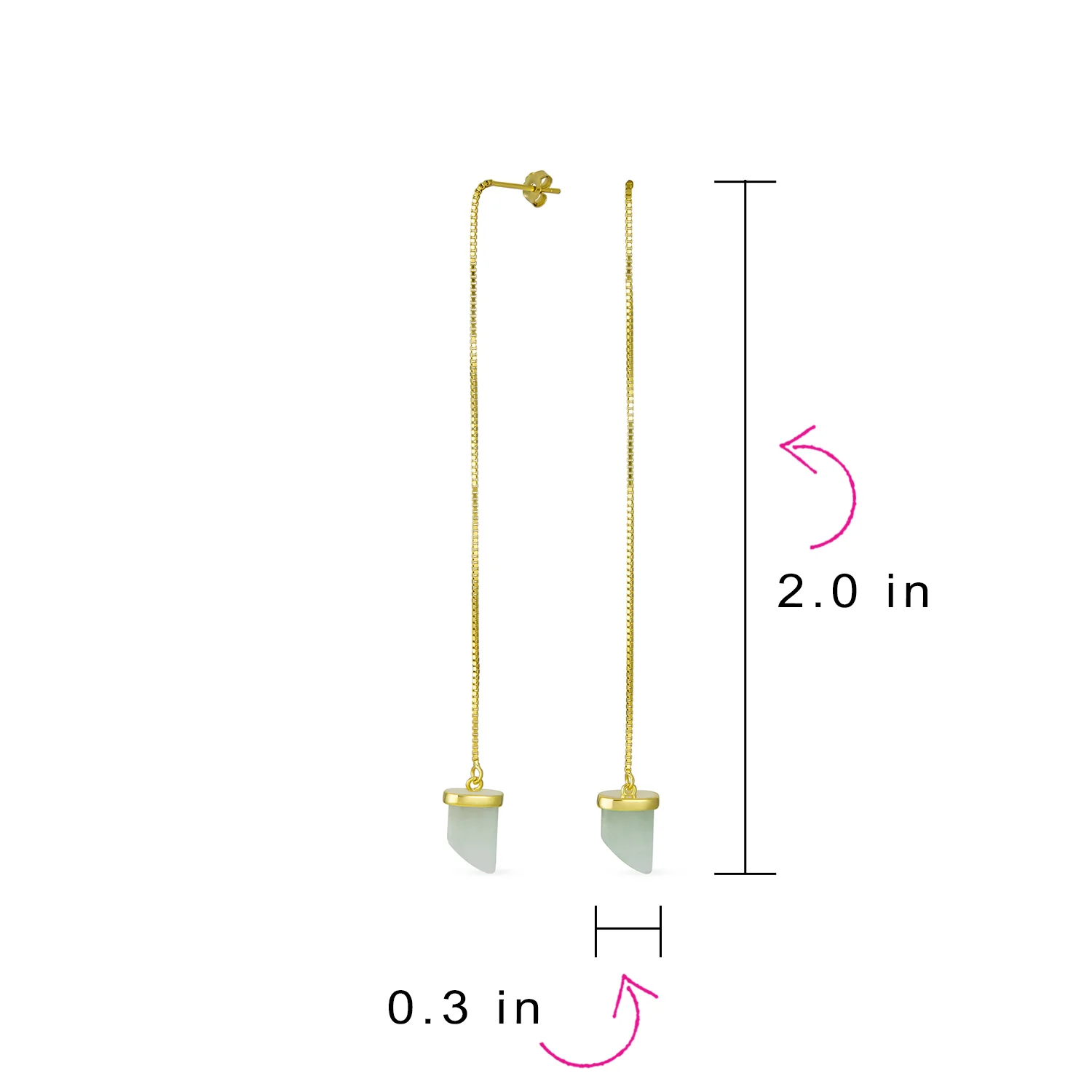 Protection Amulet Italian Horn Dangle Gemstone Earrings in Green Jade and Gold - Image 8