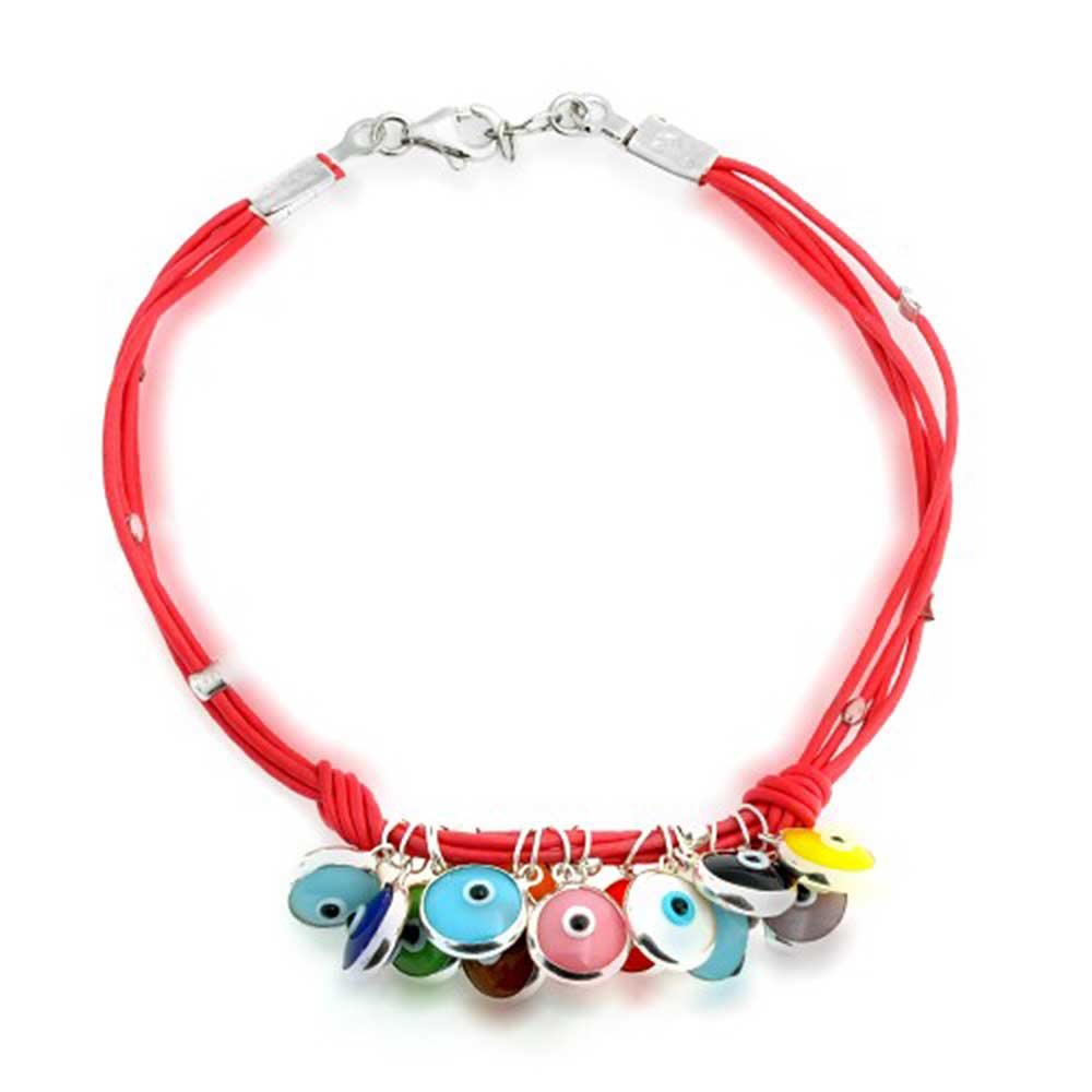 Protection Good Luck Amulet Strand Bracelet with Multicolor Evil Eye Beads - Image 3
