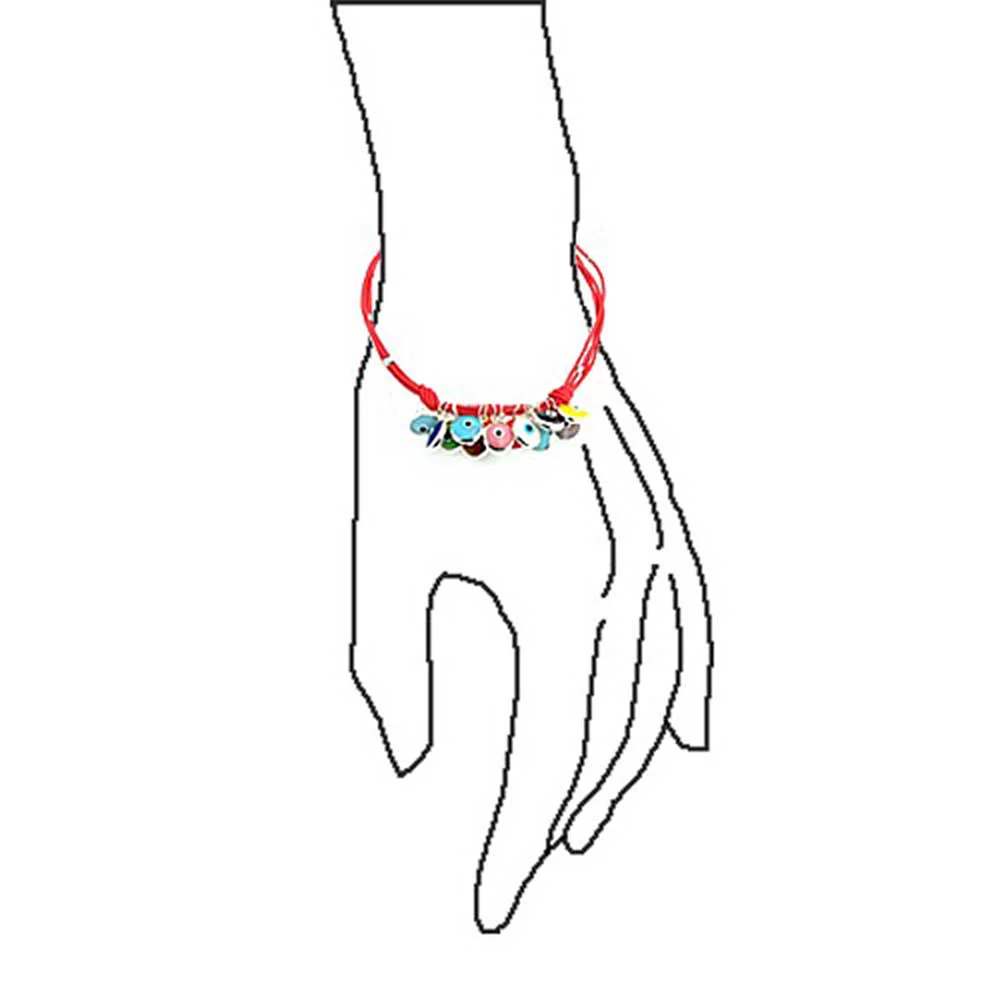 Protection Good Luck Amulet Strand Bracelet with Multicolor Evil Eye Beads - Image 4