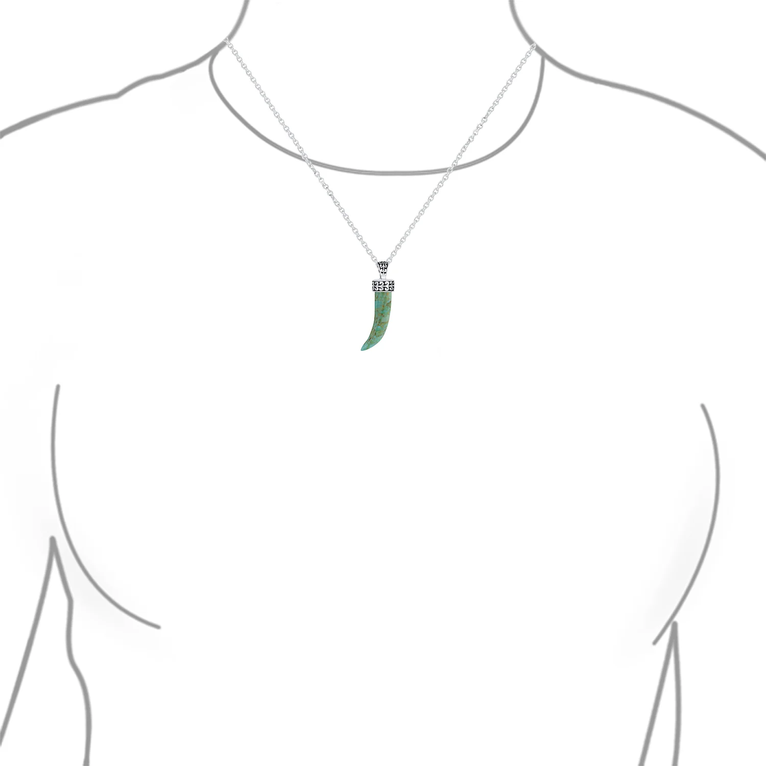 Tooth Amulet Onyx Howlite Turquoise Cornicello Italian Horn Pendant Necklace - Image 4