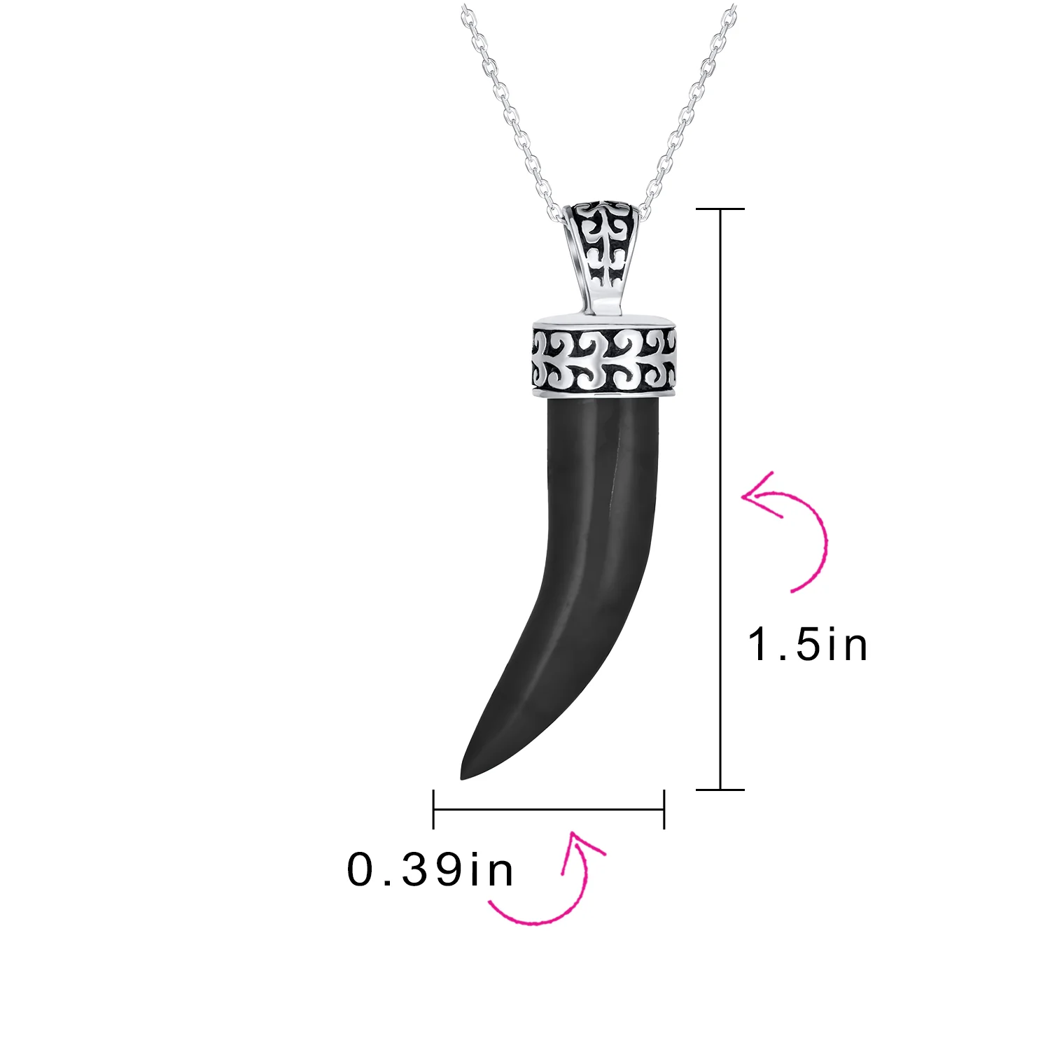 Tooth Amulet Onyx Howlite Turquoise Cornicello Italian Horn Pendant Necklace - Image 8