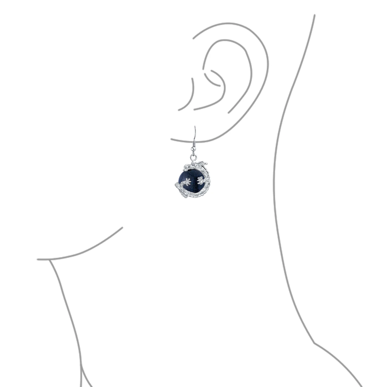 Rainbow Dangle Gemstone Earrings with Opalite Round Ball and Dragon Design - Image 11
