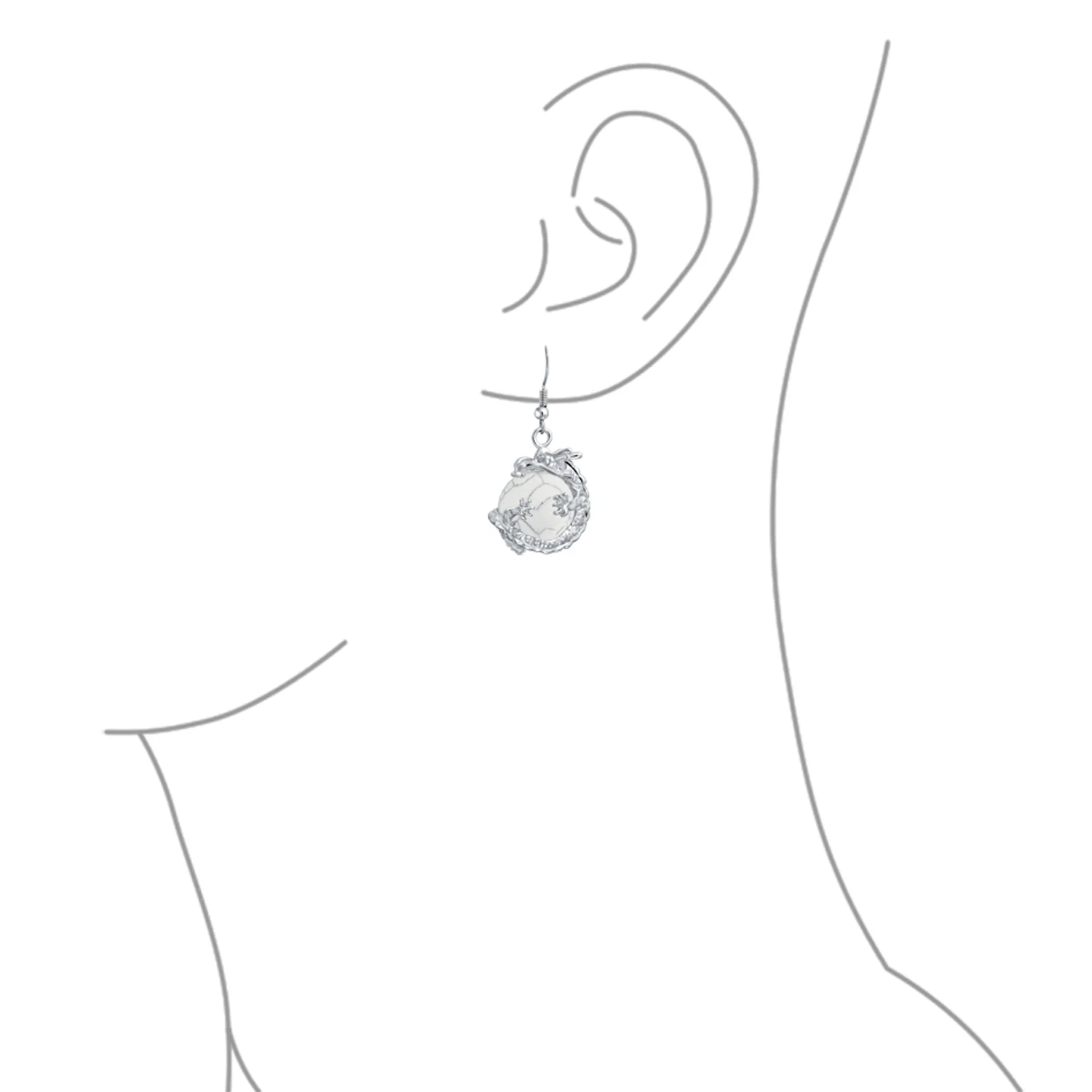 Rainbow Dangle Gemstone Earrings with Opalite Round Ball and Dragon Design - Image 12
