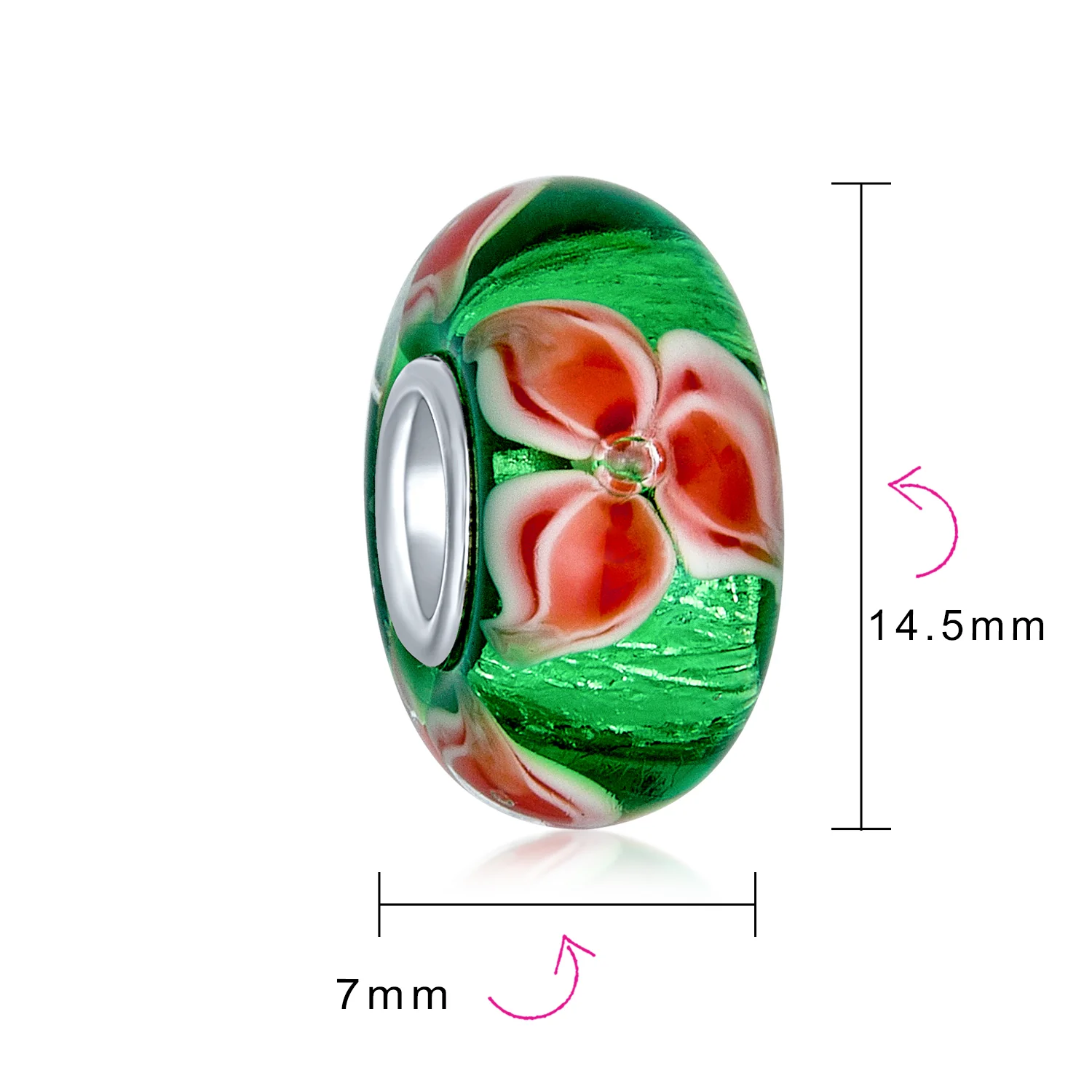Red Green Murano Glass Christmas Charm Bead for European Bracelets - Image 3