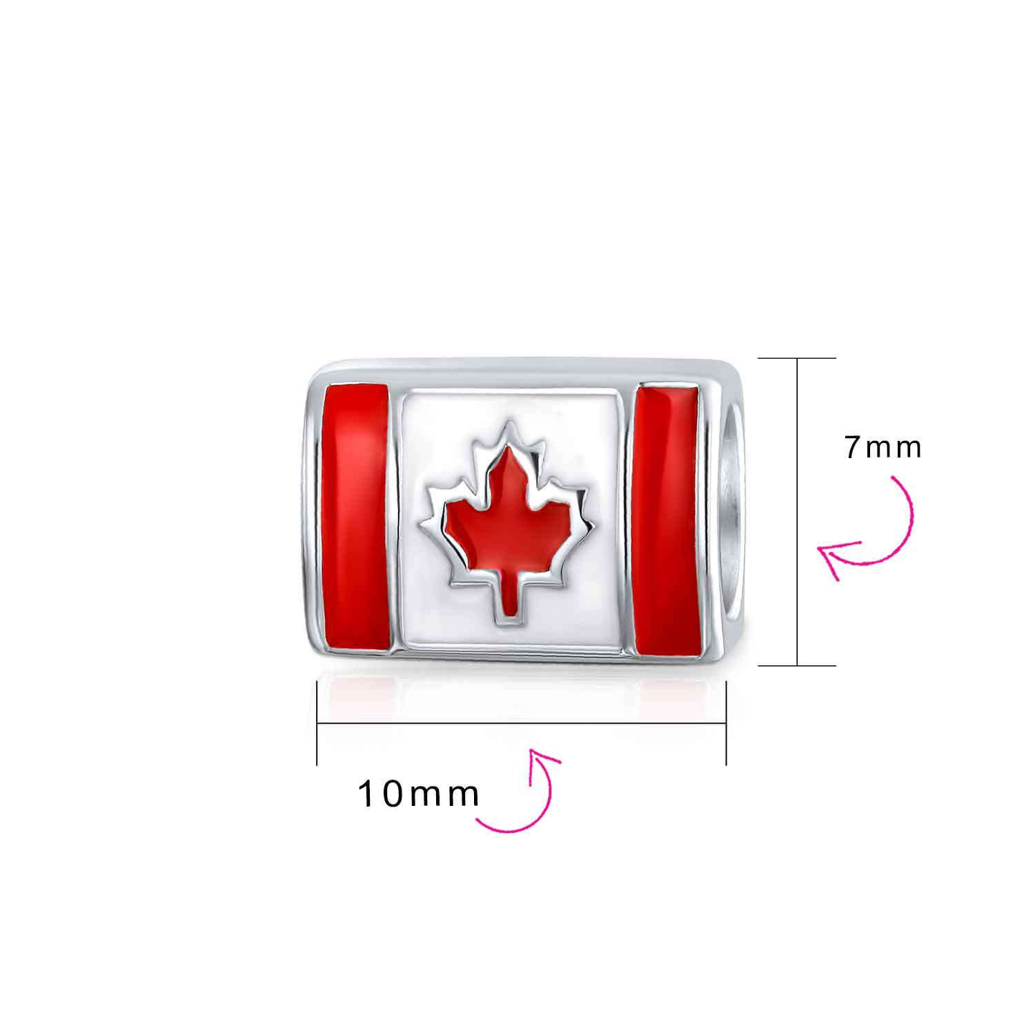 Red Enamel Maple Leaf Charm Bead for European Bracelet Silver Canada Flag - Image 3