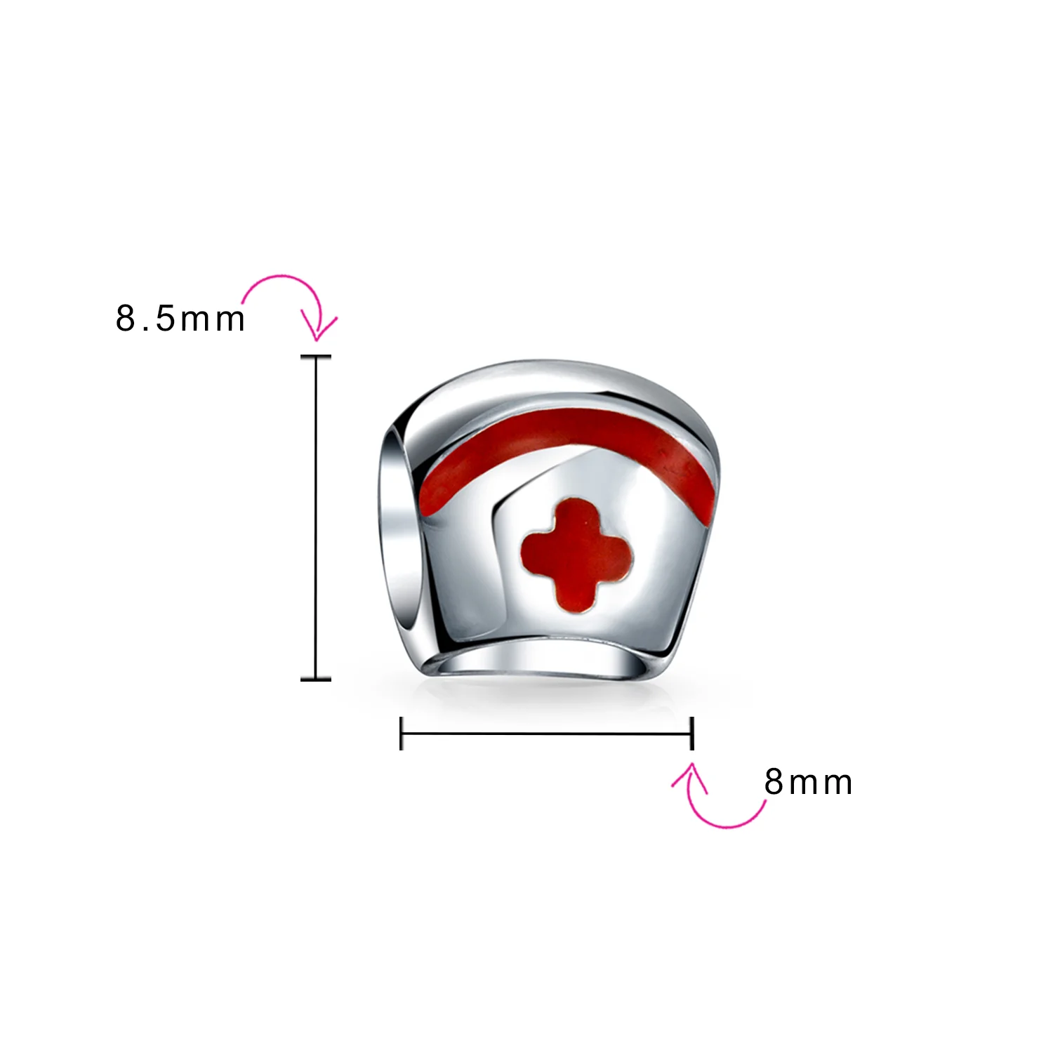 Red RN Nurse Hat Charm Bead Sterling Silver for European Bracelets - Image 3