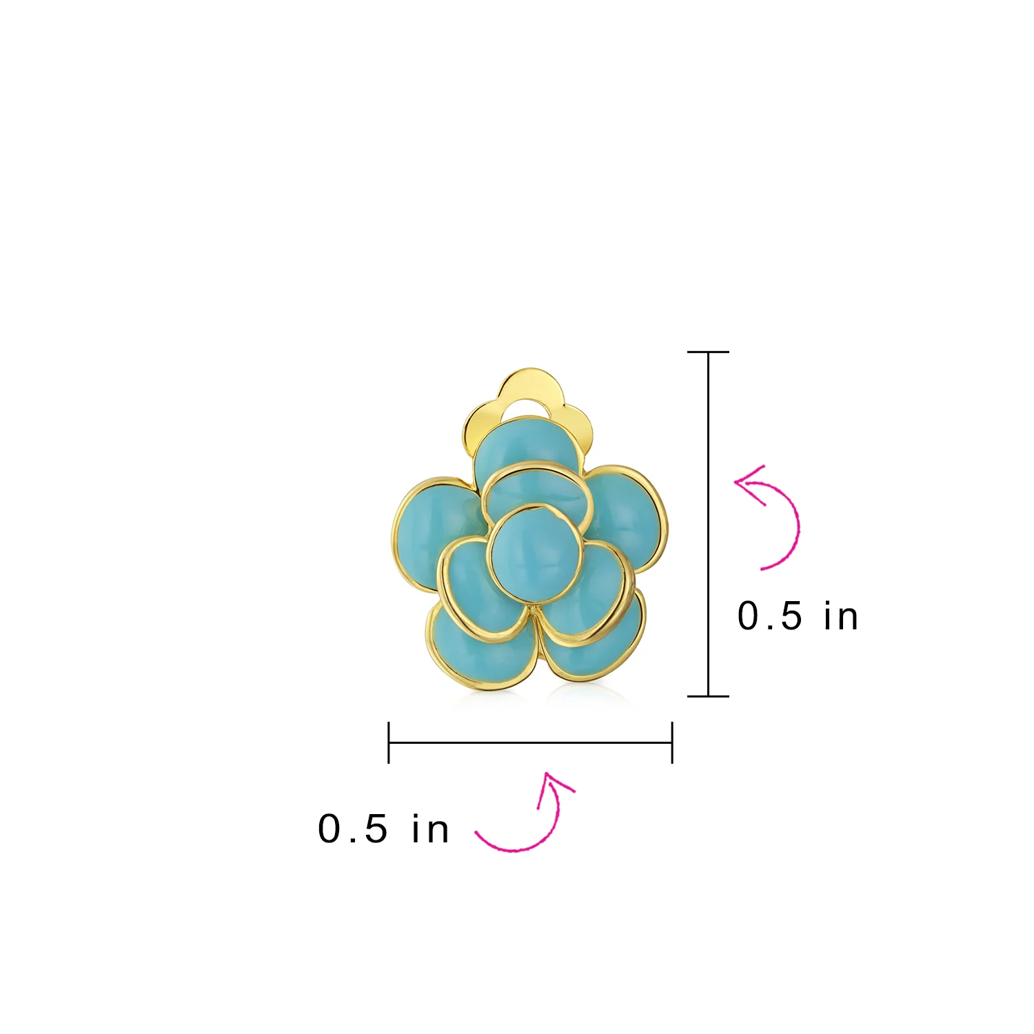 Fashion Enamel 3D Red Rose Flower Clip on Earrings Button Style For Non-Pierced Ears Gold Plated - Image 8