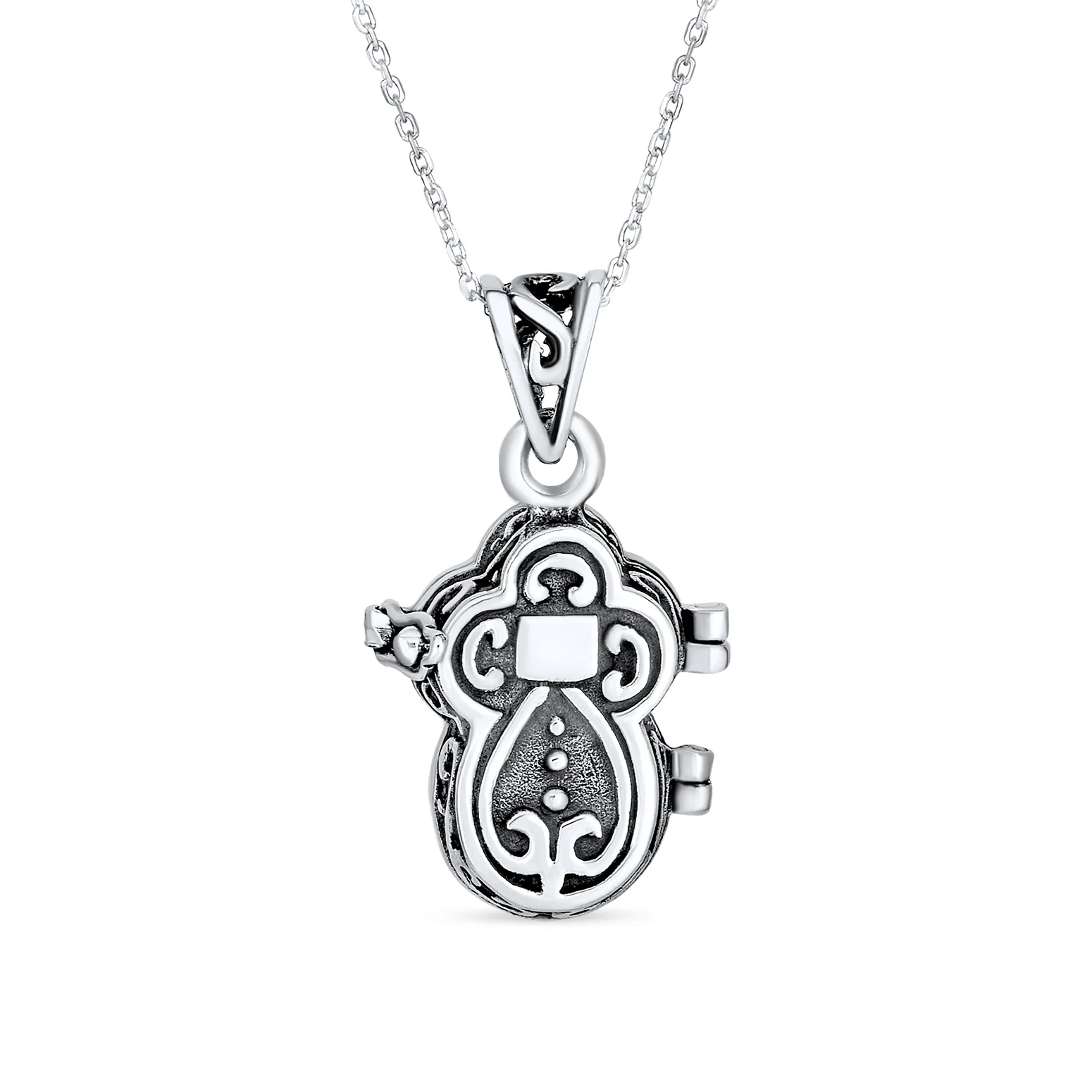 Religious Cross Prayer Box Locket Pendant Momenta Holder .925 Sterling Silver - Image 2