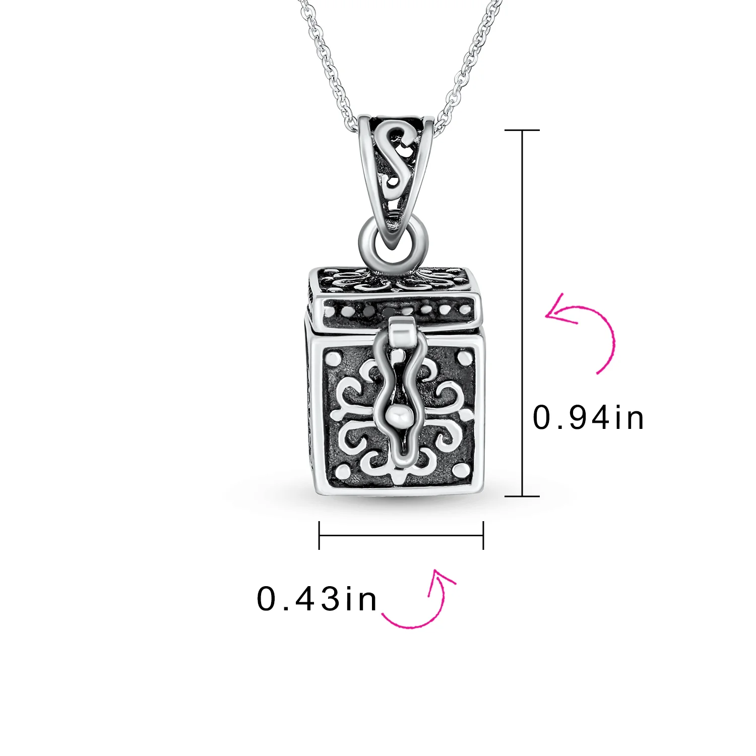 Momenta Holder Locket Box Pendant Necklace Oxidized .925 Sterling Silver - Image 5