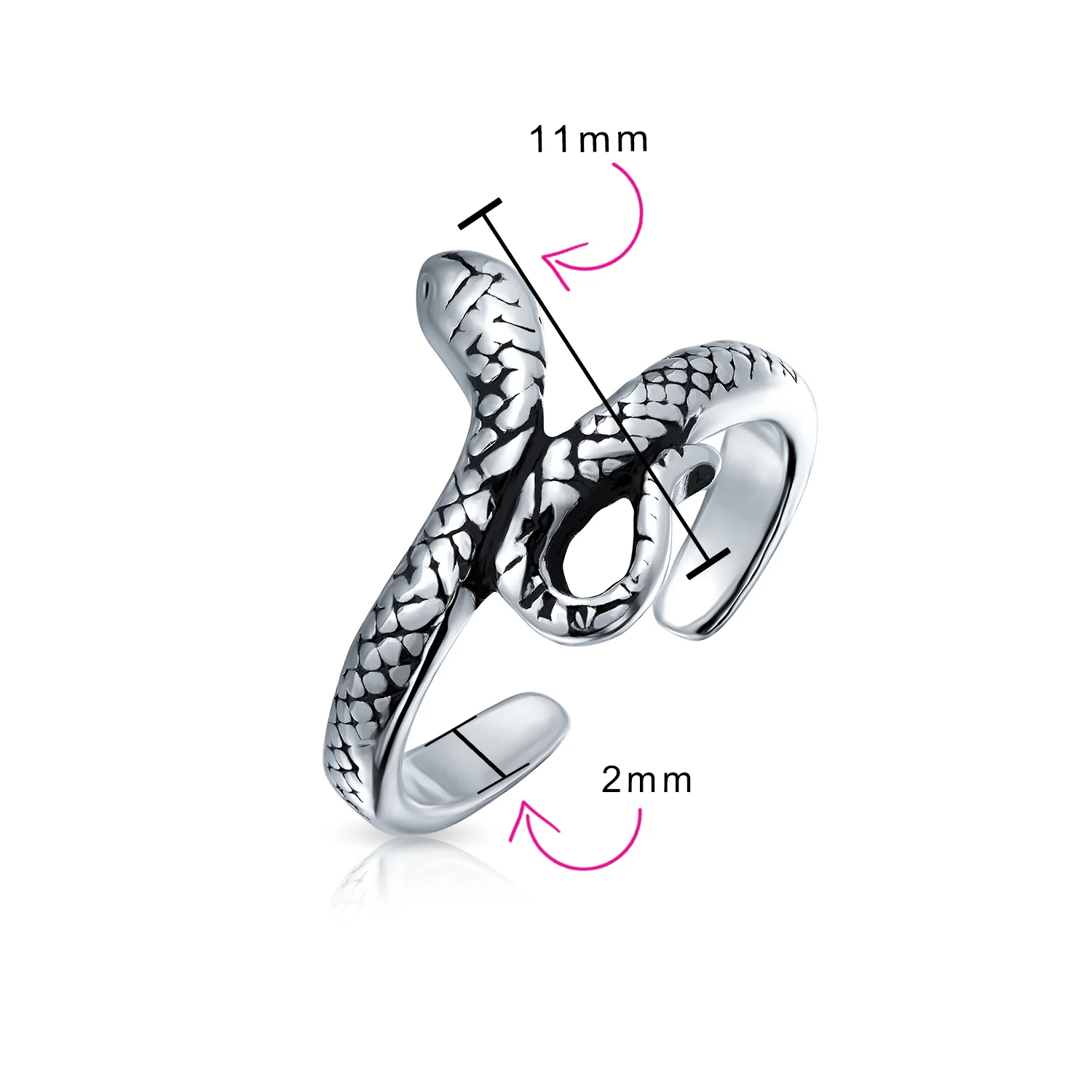 Set of 2 Garden Reptile Snake and Geko Lizard Midi Toe Ring Sterling Silver - Image 4