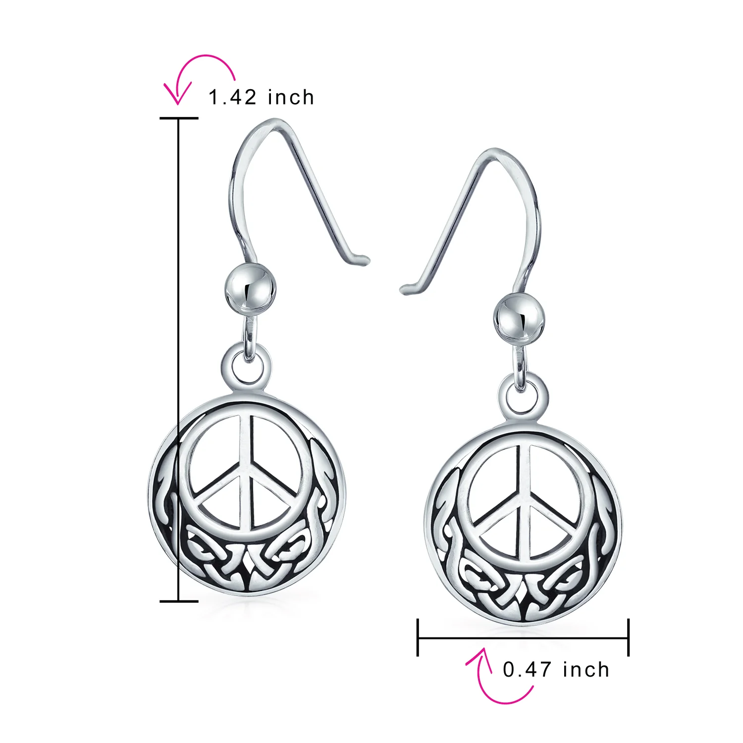 Retro Celtic Knotwork Dangle Earrings in Oxidized  Sterling Silver - Image 2