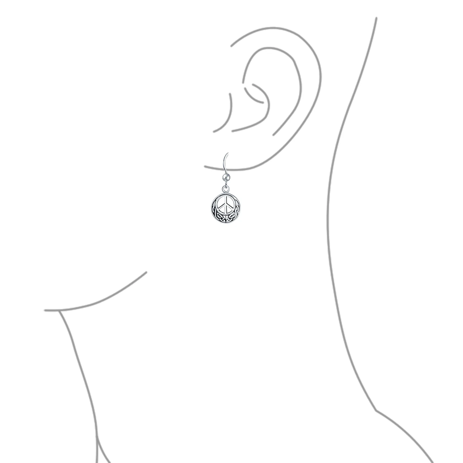Retro Celtic Knotwork Dangle Earrings in Oxidized  Sterling Silver - Image 3