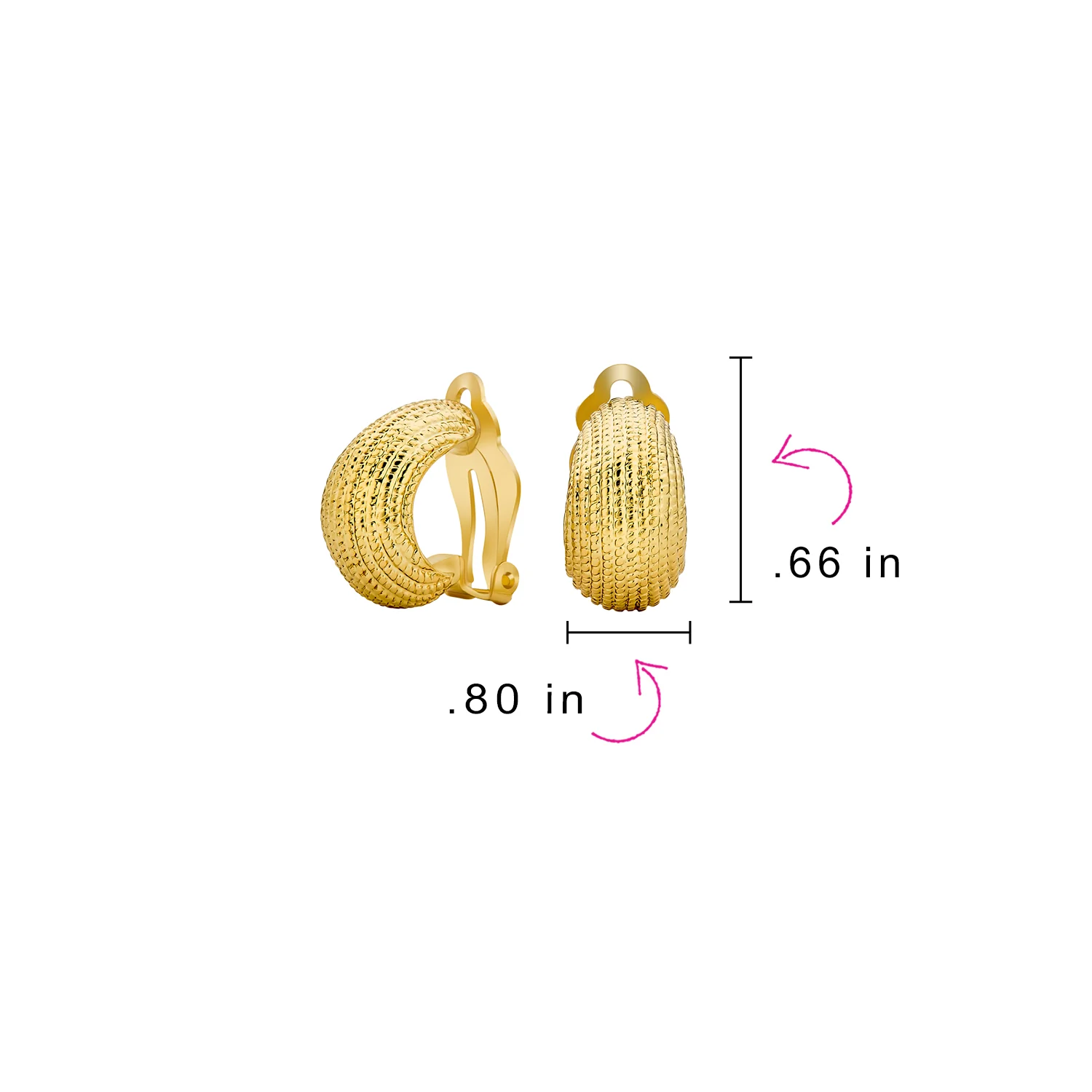 Ribbed Rope Half Hoop Clip-On Earrings Gold Non-Pierced - Image 4