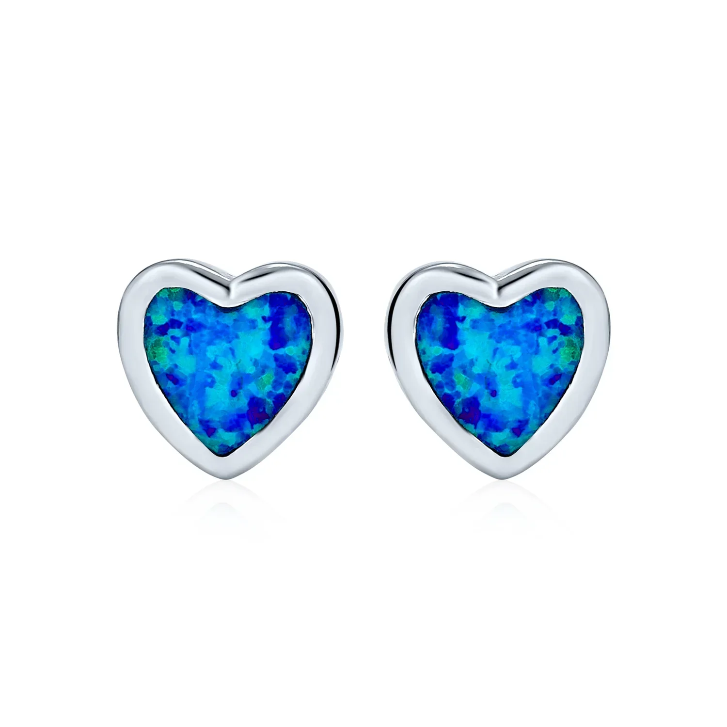 Romantic Bezel Set CZ Stud Earrings: Pink Blue Opal, Rose Gold Sterling Silver - Image 3