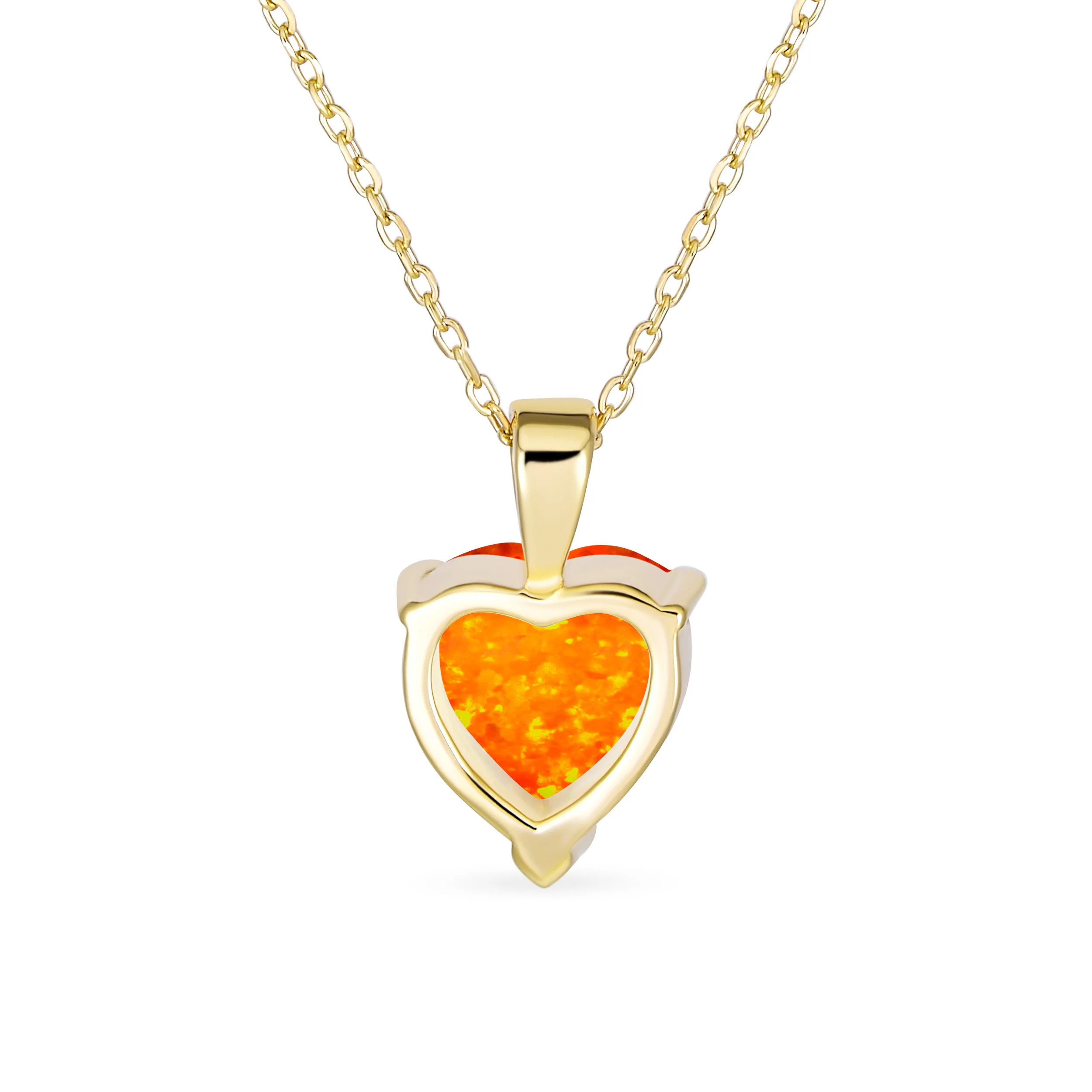 Romantic Necklace Created White Opal Heart Pendant Necklace Rose Gold Plated .925 Sterling Silver - Image 6