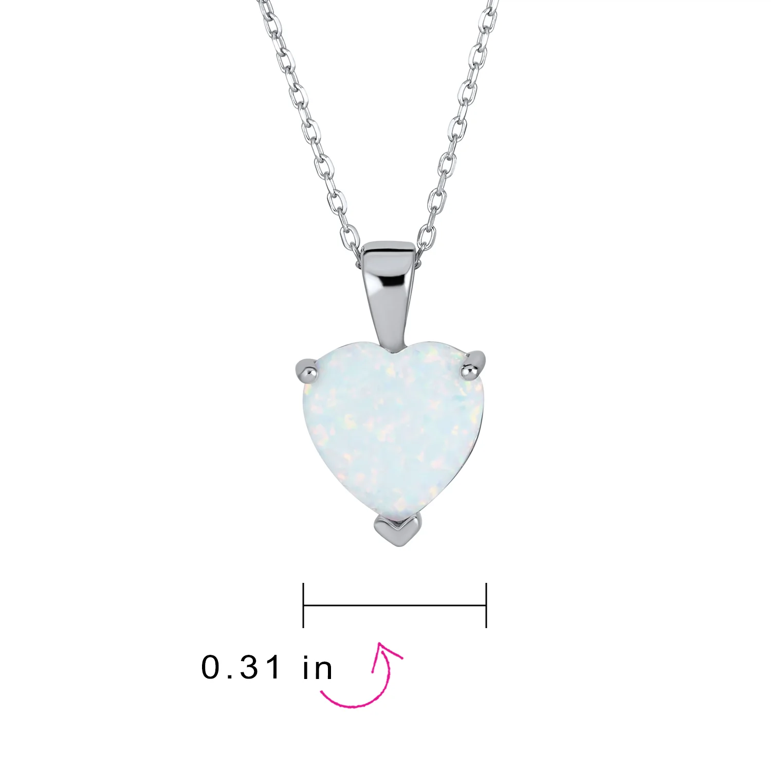Romantic Necklace Created White Opal Heart Pendant Necklace Rose Gold Plated .925 Sterling Silver - Image 7