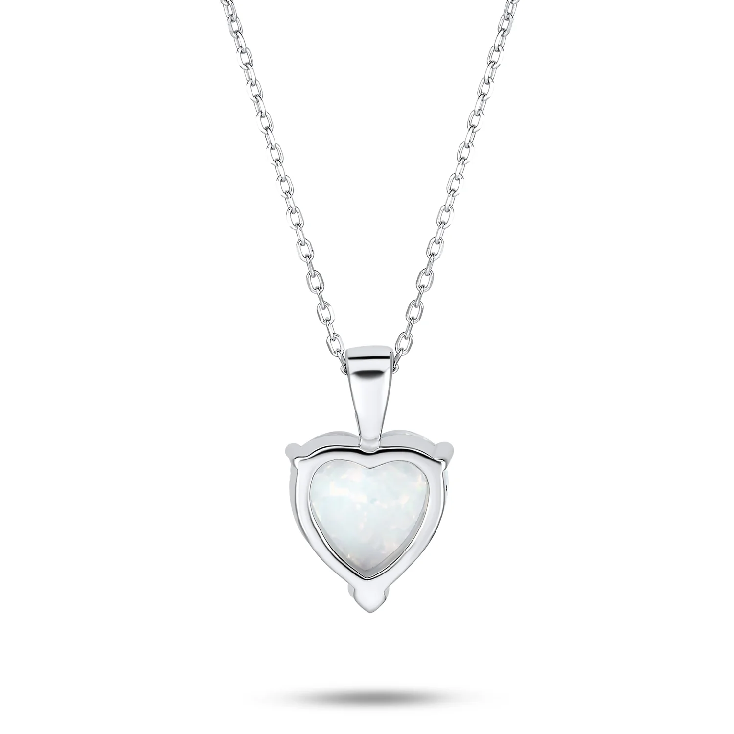 Romantic Bridal Opal Heart Pendant Necklace and Stud Earrings Sterling Silver - Image 2