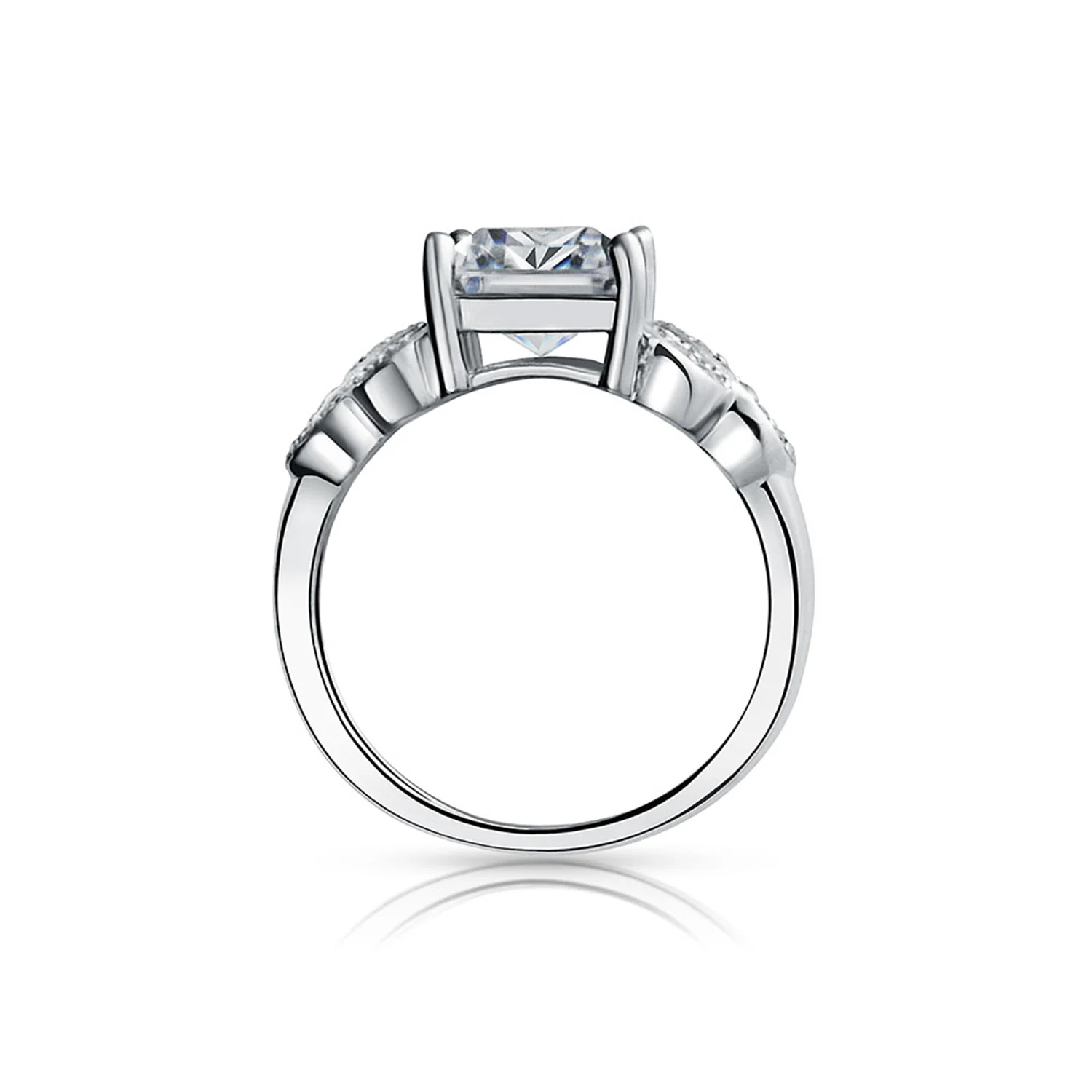 Love Knot Emerald Cut Engagement Ring 3CTW CZ Infinity Band .925 Sterling Silver - Image 3