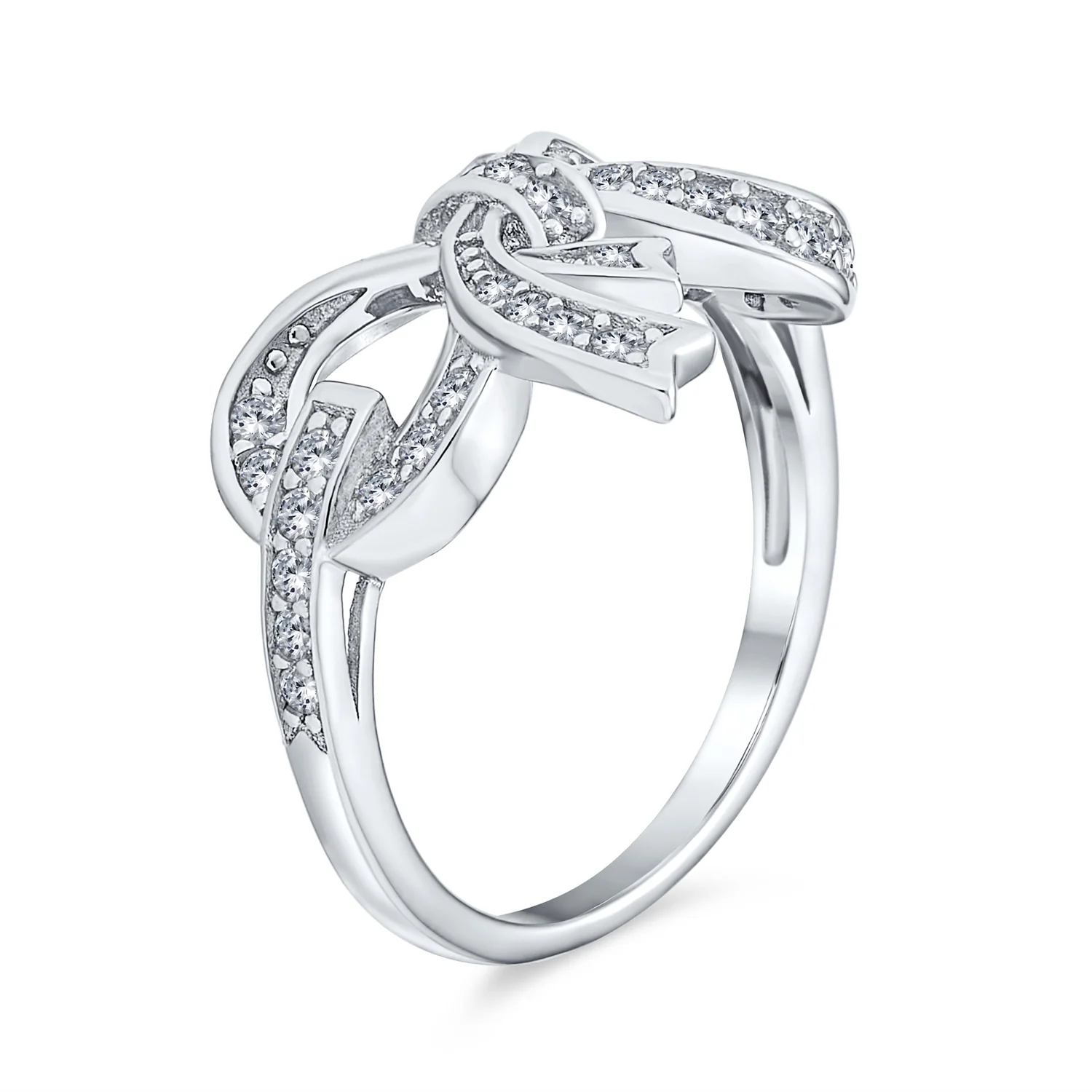Vintage Victorian Style Cubic Zirconia CZ Ribbon Bow Ring Band Sterling Silver - Image 2