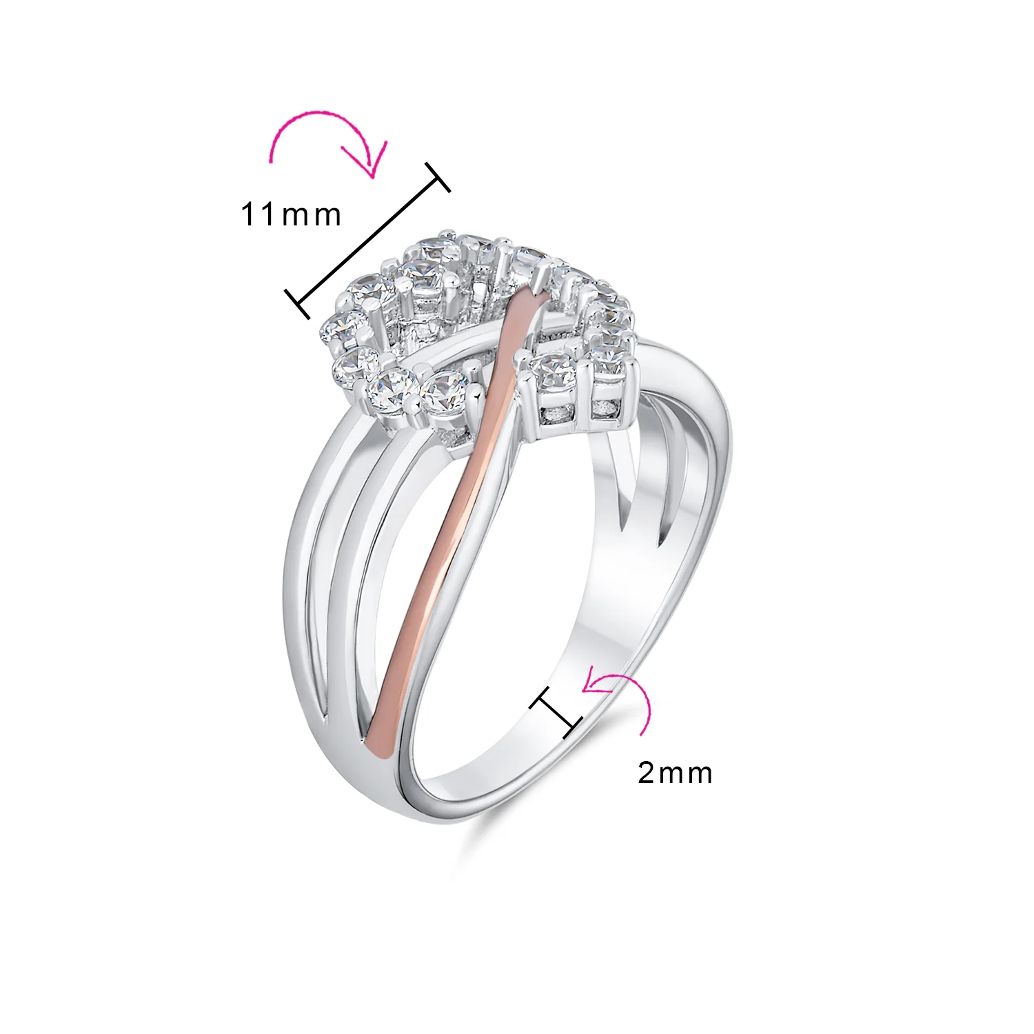 Romantic CZ Pave Cubic Zirconia Intertwined Infinity Forever Heart Promise Ring Rose Gold Sterling Silver - Image 5