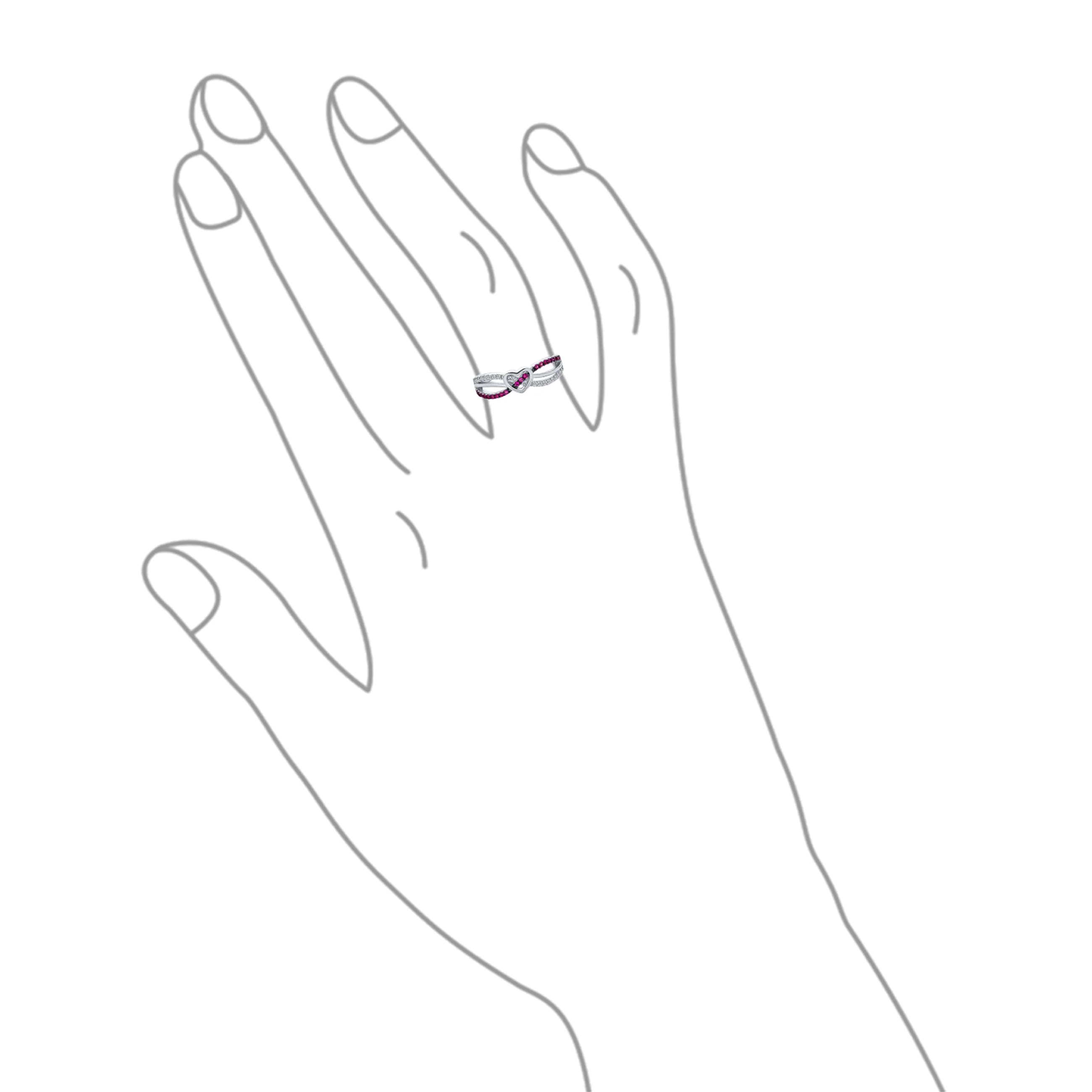 Romantic Friendship Pink CZ Infinity Heart Shape Promise Ring Cubic Zirconia .925 Sterling Silver - Image 3