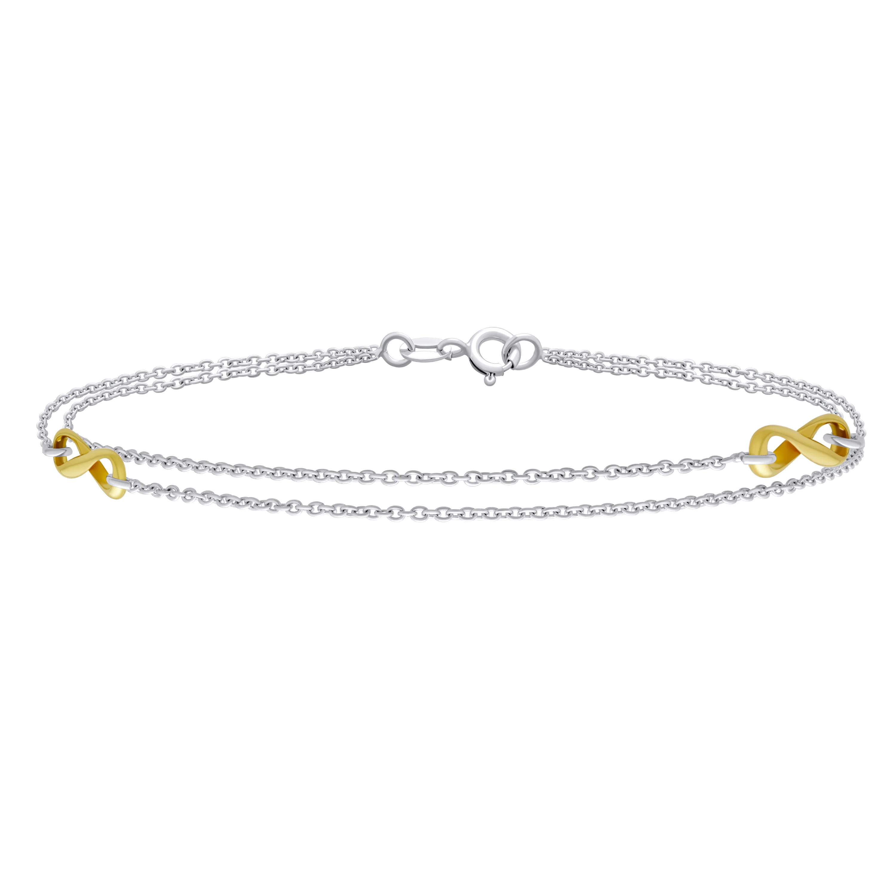 Double Chain Infinity Love Knot Anklet Ankle Bracelet Silver