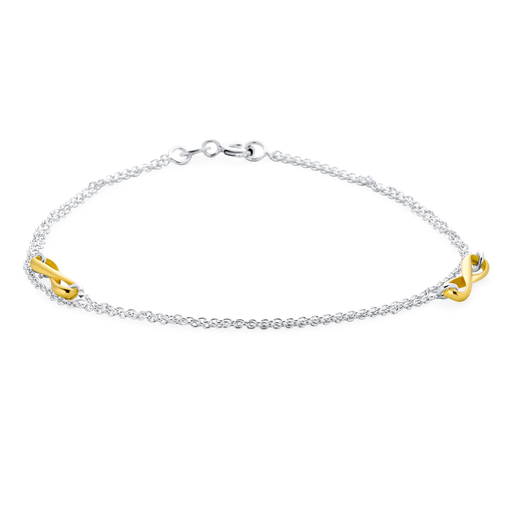 Double Chain Infinity Love Knot Anklet Ankle Bracelet Silver - Image 3