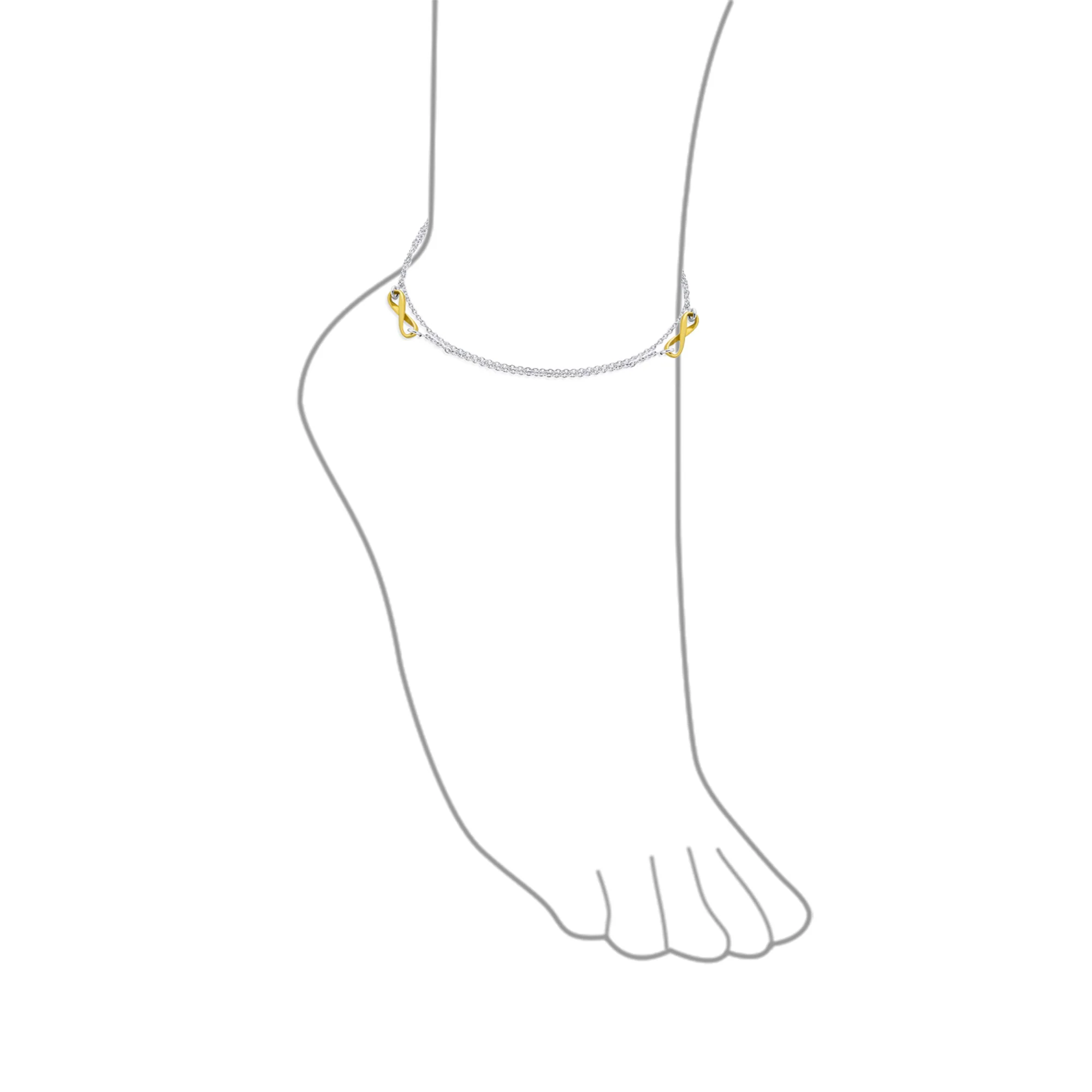 Double Chain Infinity Love Knot Anklet Ankle Bracelet Silver - Image 4