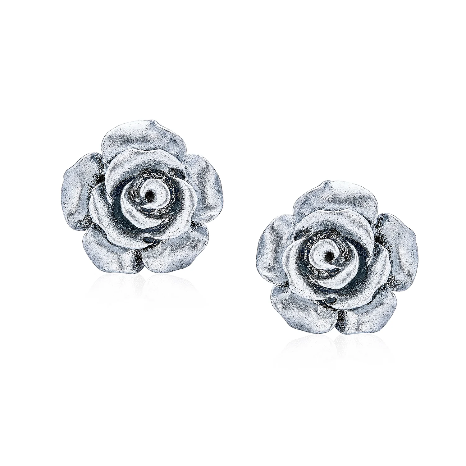Romantic Set of 3 Floral 3D Carved Red, Purple, Black, Rose Flower Stud Earrings 10MM - Image 12