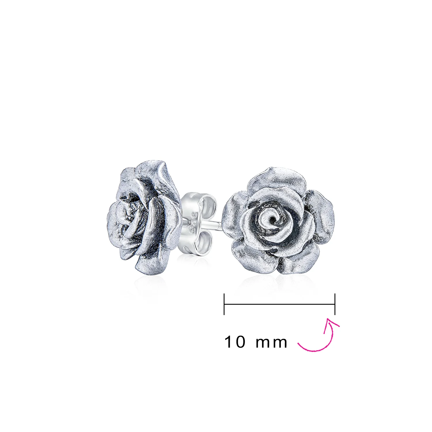Romantic Set of 3 Floral 3D Carved Red, Purple, Black, Rose Flower Stud Earrings 10MM - Image 24