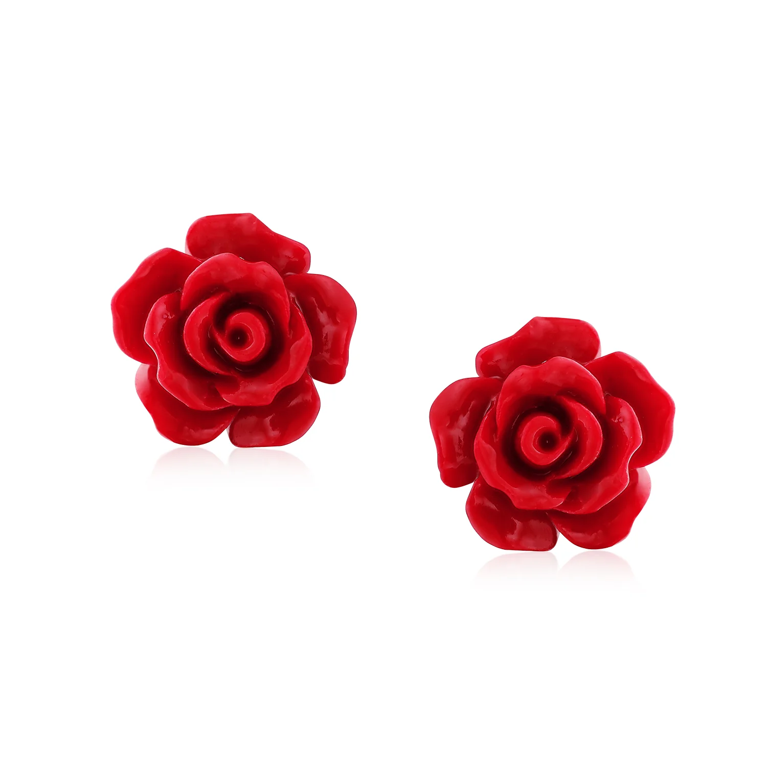 Romantic Set of 3 Floral 3D Carved Red, Purple, Black, Rose Flower Stud Earrings 10MM - Image 9
