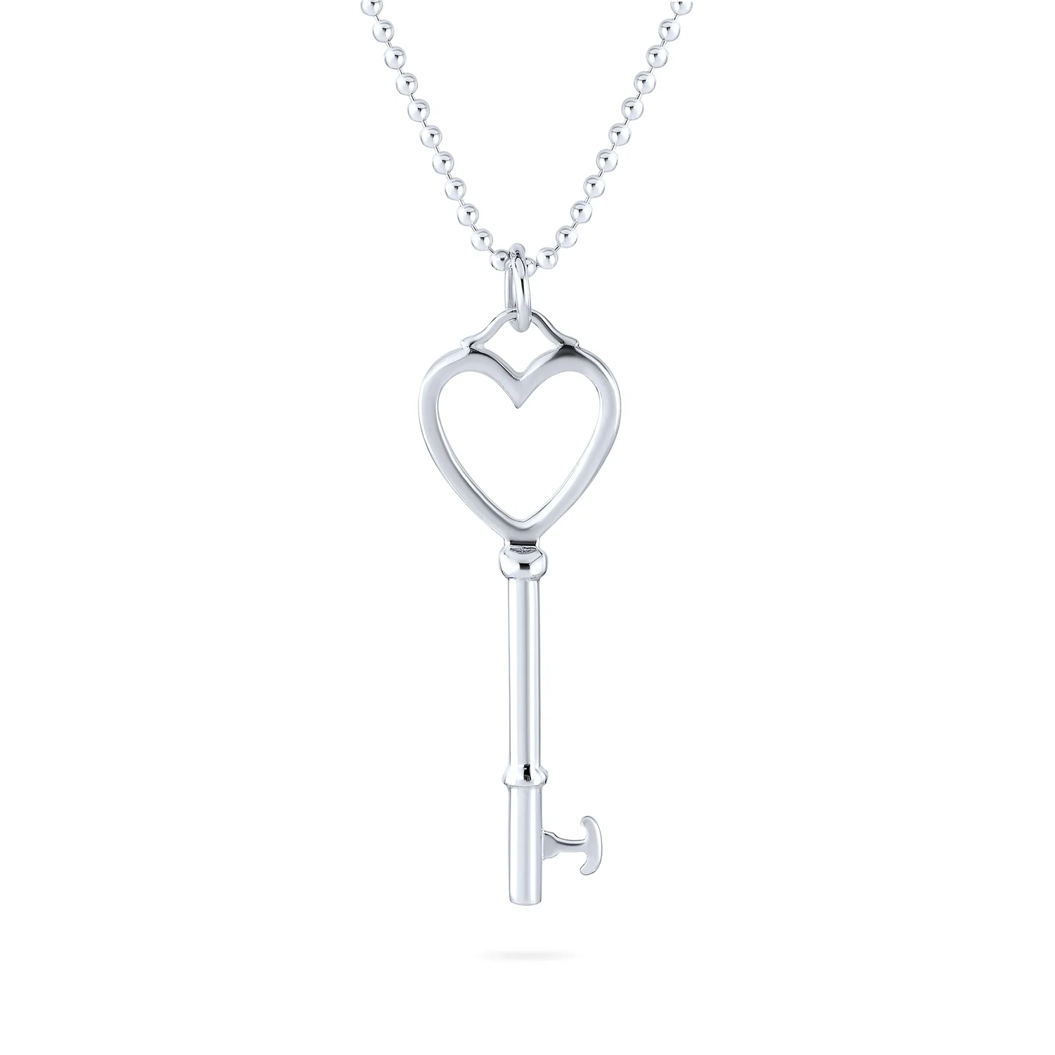 Key to Heart Pendant Necklace Romantic 14K Gold Plated .925 Sterling Silver