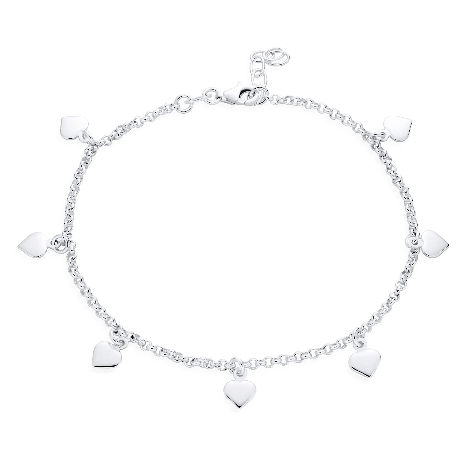 Love 7 Hearts Charms Anklet Ankle Bracelet Sterling Silver