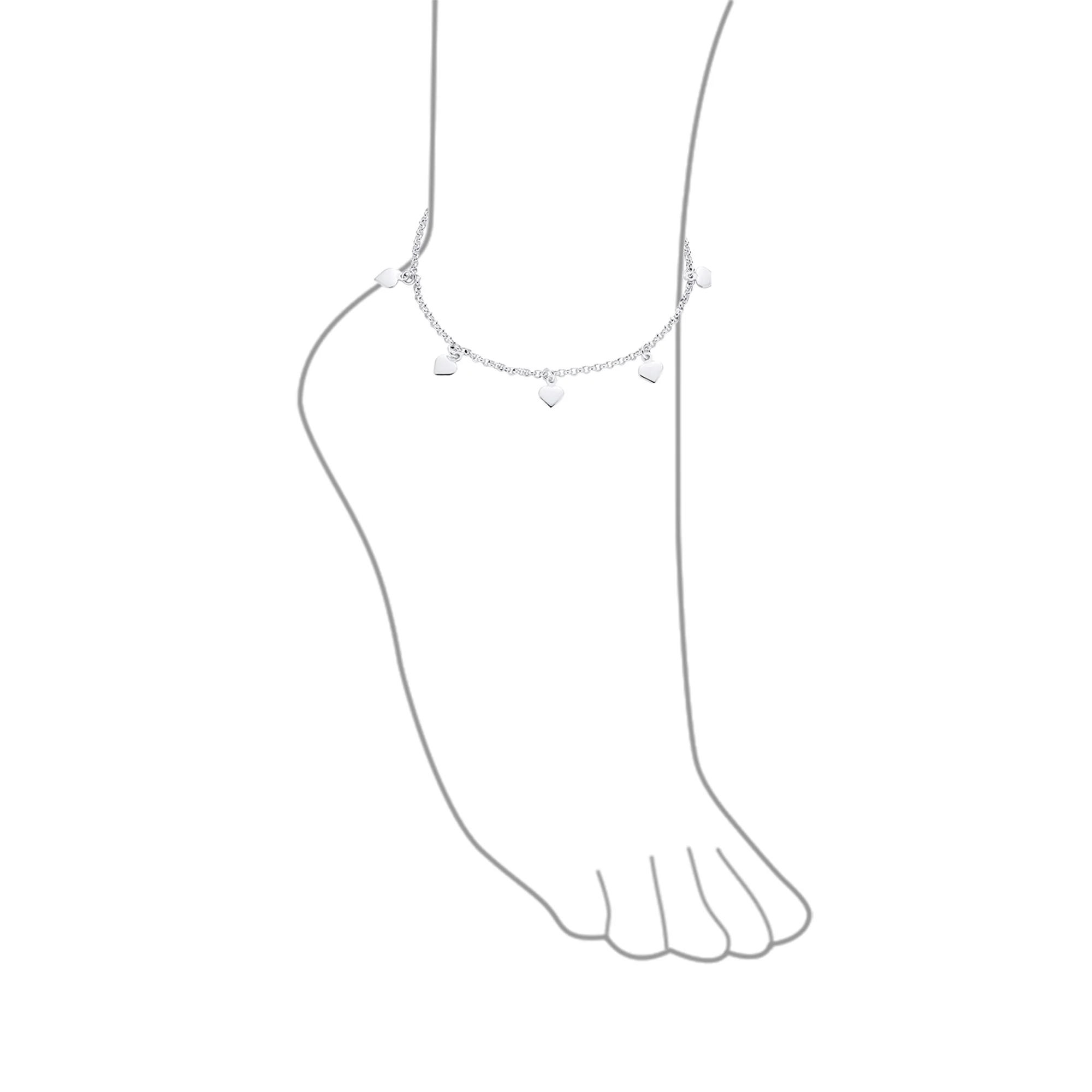 Love 7 Hearts Charms Anklet Ankle Bracelet Sterling Silver - Image 3