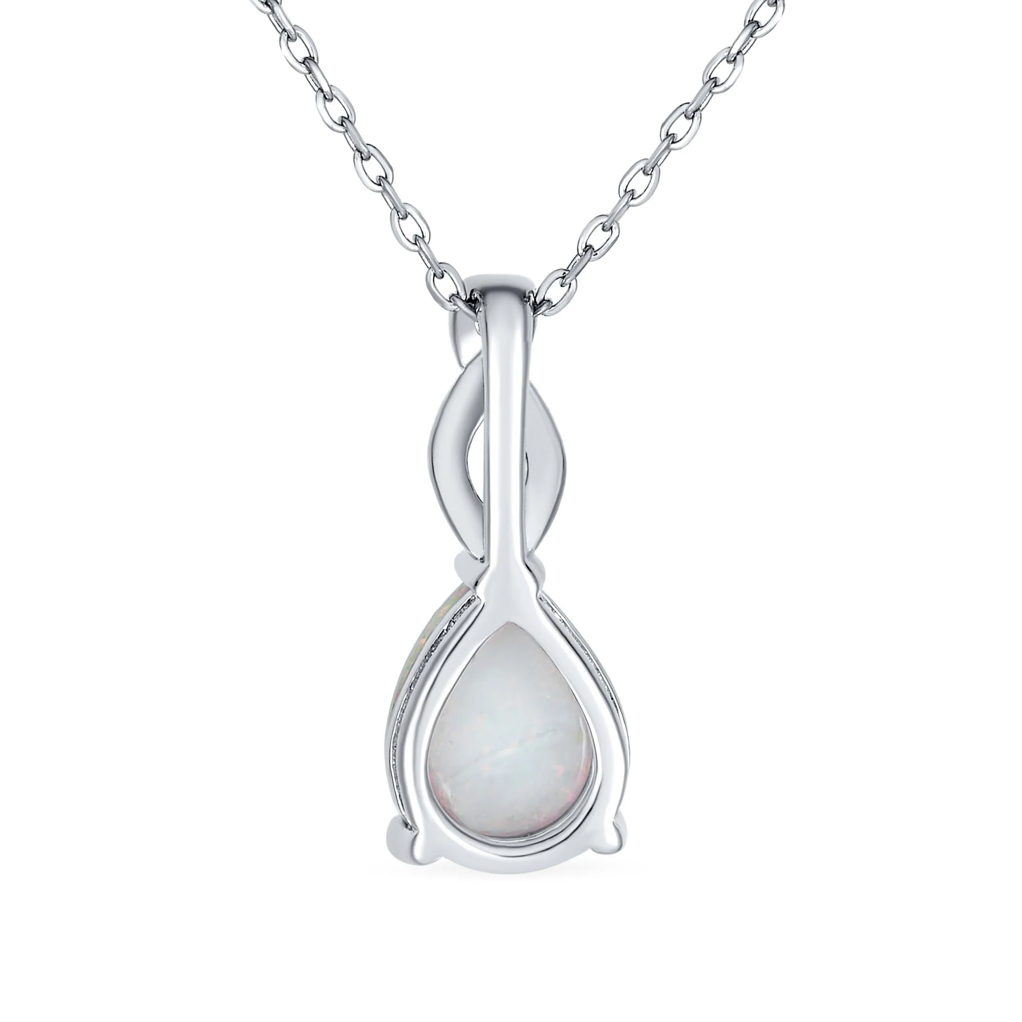 Romantic Opulence Bridal Necklace 3CTW Opal Teardrop Sterling Silver Pendant - Image 2
