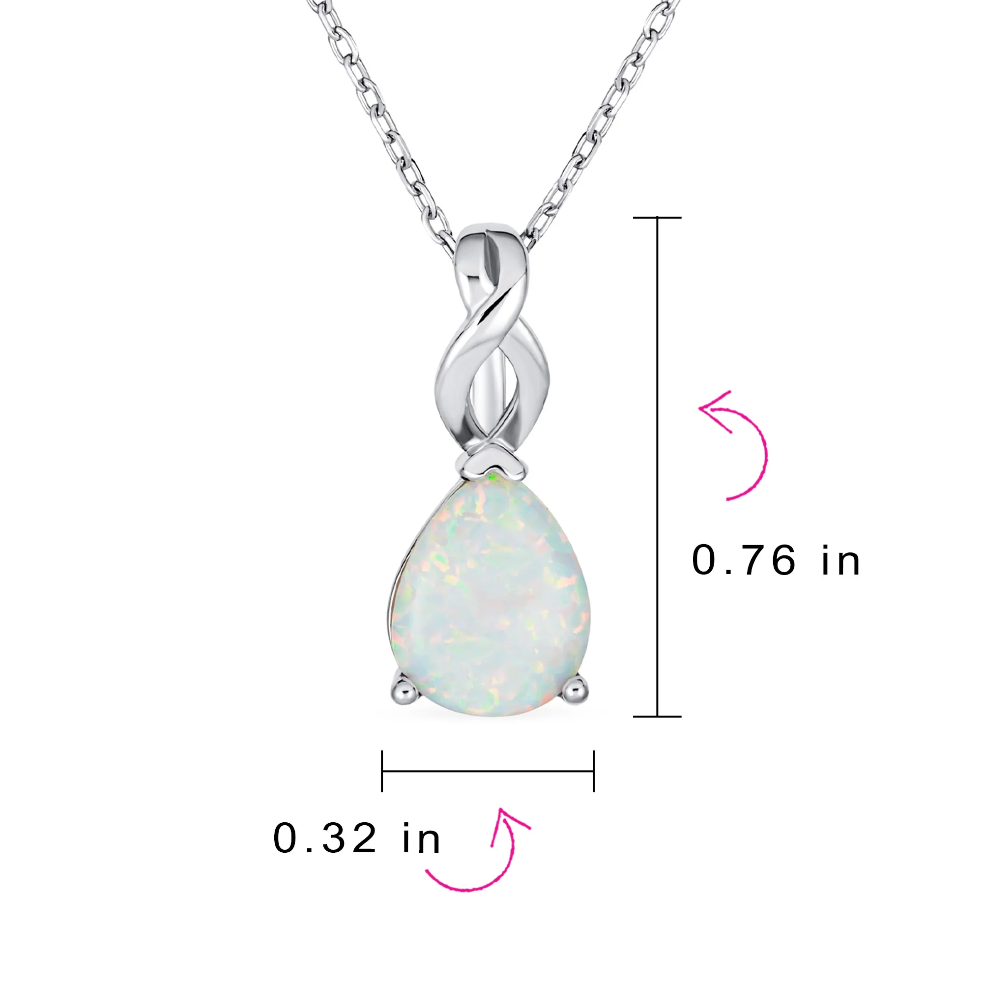 Romantic Opulence Bridal Necklace 3CTW Opal Teardrop Sterling Silver Pendant - Image 4