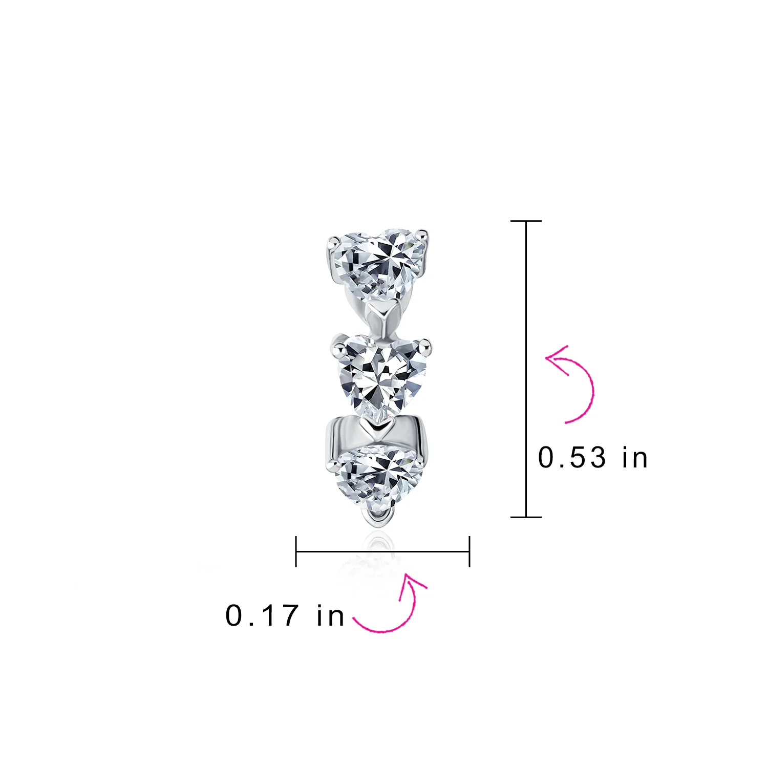Romantic Pink Heart CZ Hoop Earrings Small Huggie Silver - Image 7