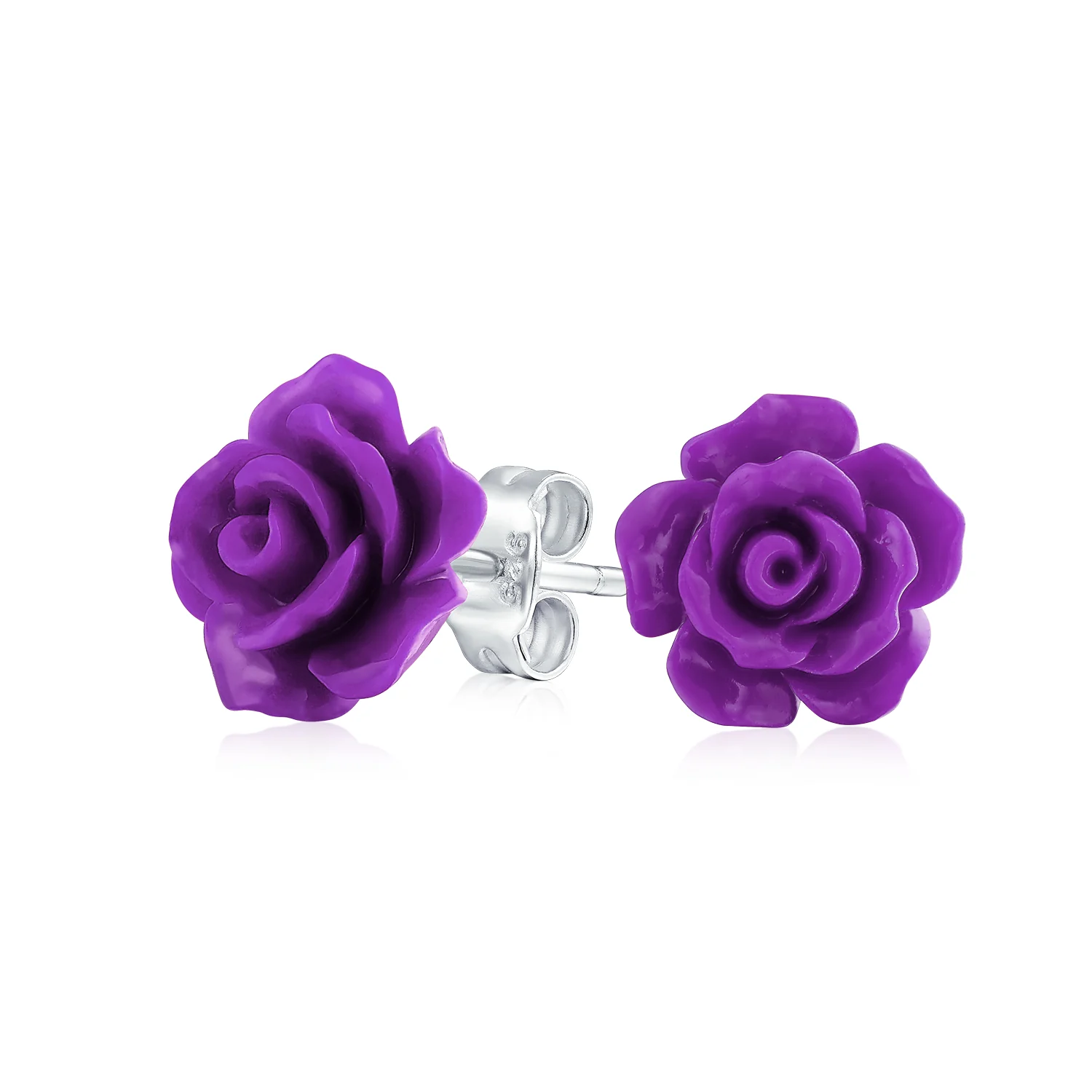 Romantic 3D Carved Flower Pink Peach Rose Stud Earrings Lightweight 10MM - Image 2