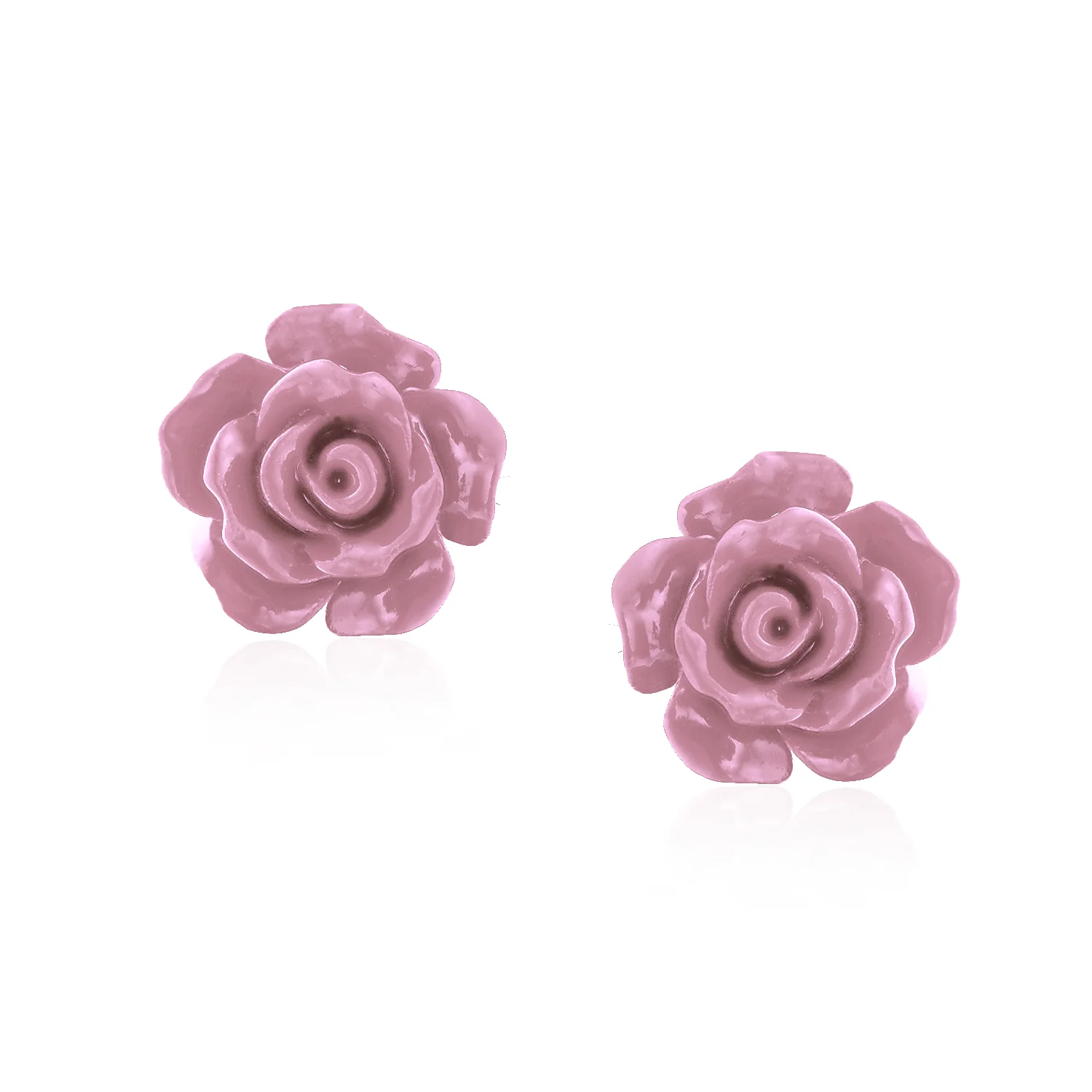 Romantic 3D Carved Flower Pink Peach Rose Stud Earrings Lightweight 10MM - Image 21