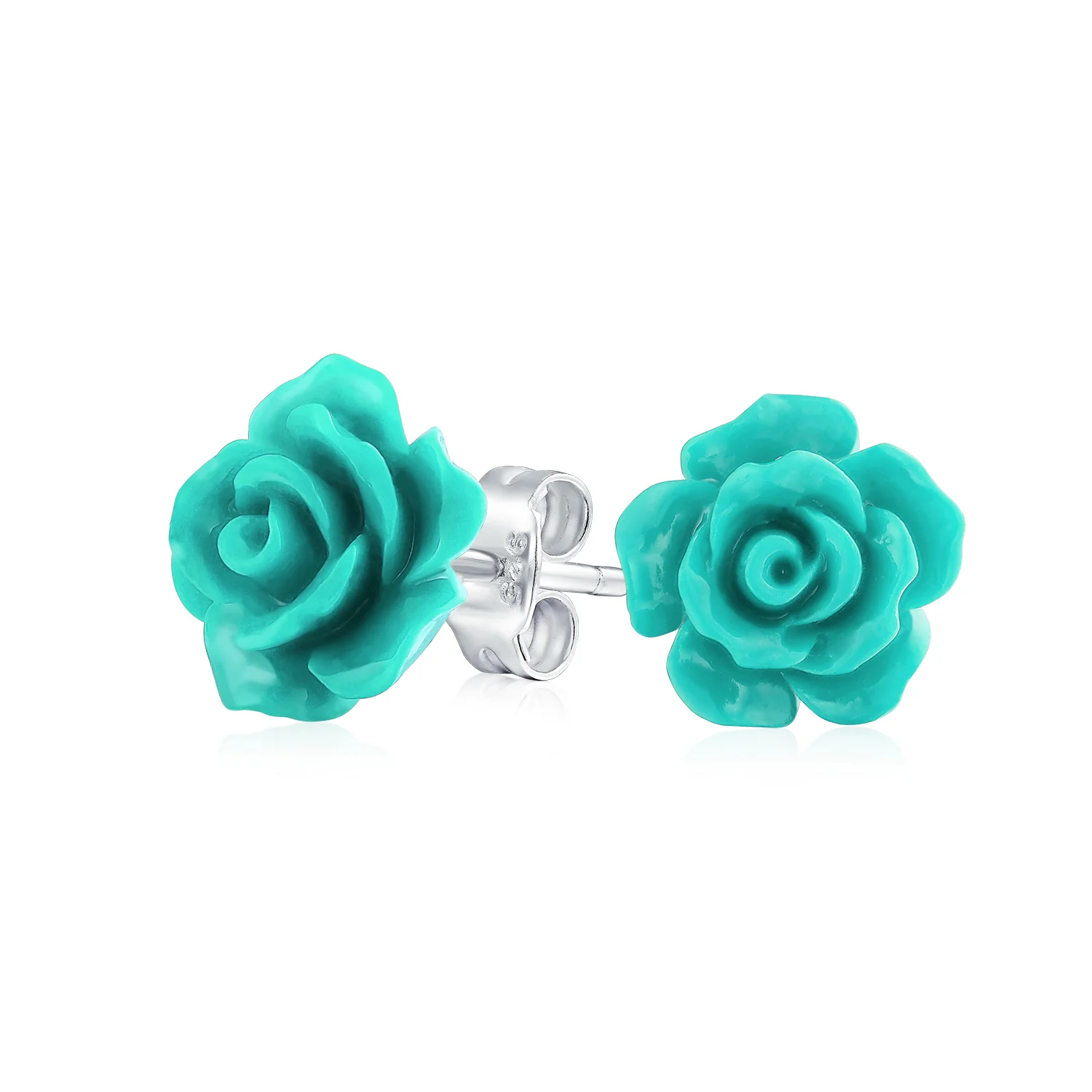 Romantic 3D Carved Flower Pink Peach Rose Stud Earrings Lightweight 10MM - Image 3