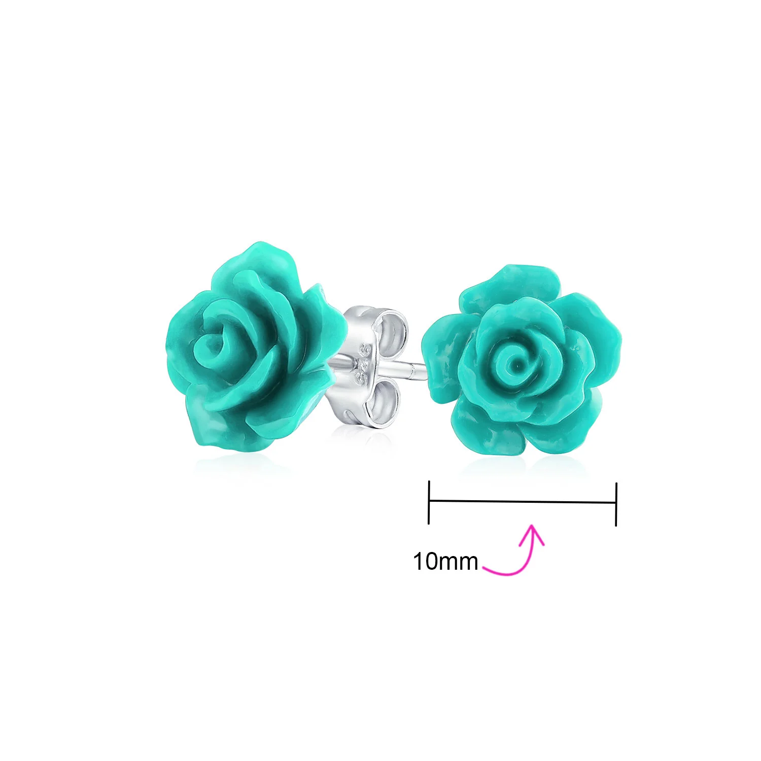 Romantic 3D Carved Flower Pink Peach Rose Stud Earrings Lightweight 10MM - Image 42