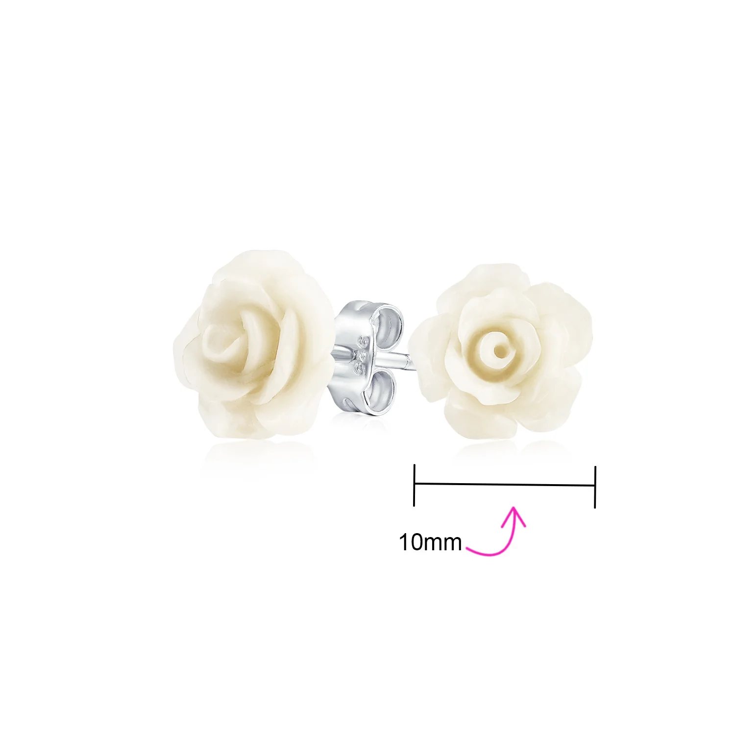 Romantic 3D Carved Flower Pink Peach Rose Stud Earrings Lightweight 10MM - Image 44