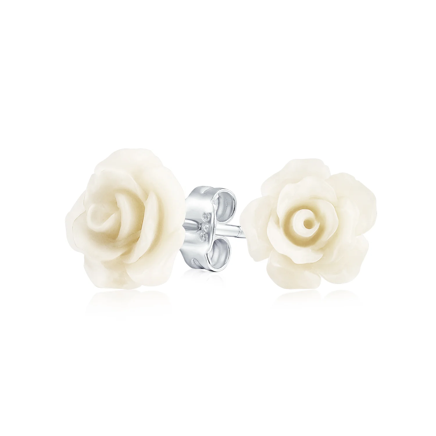 Romantic 3D Carved Flower Pink Peach Rose Stud Earrings Lightweight 10MM - Image 5