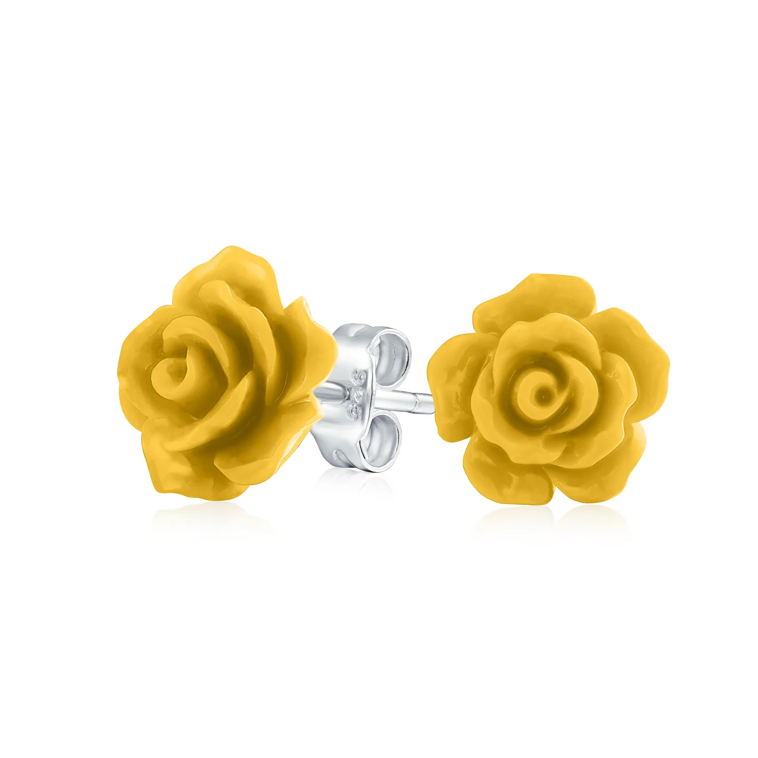 Romantic 3D Carved Flower Pink Peach Rose Stud Earrings Lightweight 10MM - Image 9